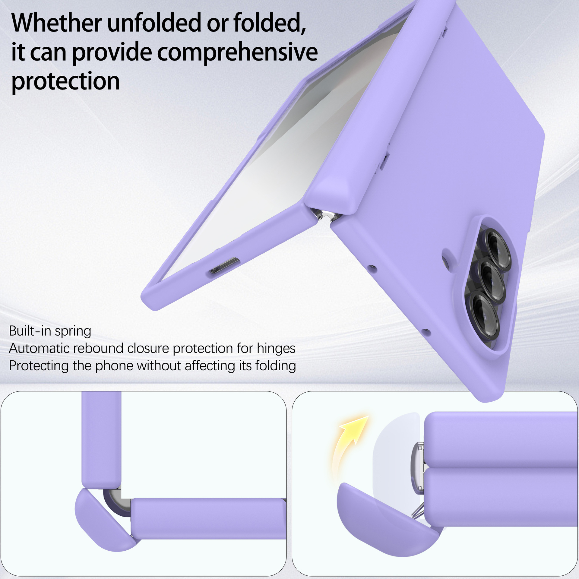 Compatible with Samsung Z Fold7 phone case, fold6 spring hinge case, one-piece transparent full-coverage shockproof protective case