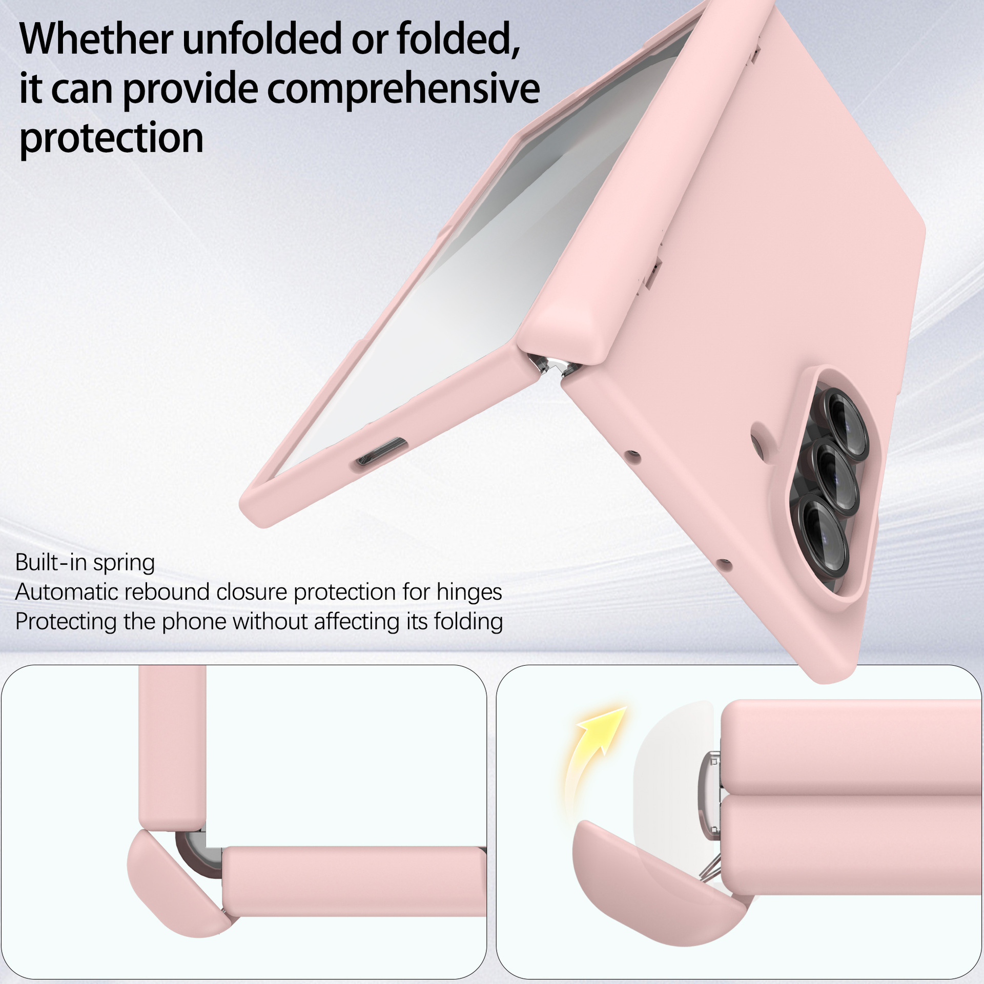 Compatible with Samsung Z Fold7 phone case, fold6 spring hinge case, one-piece transparent full-coverage shockproof protective case
