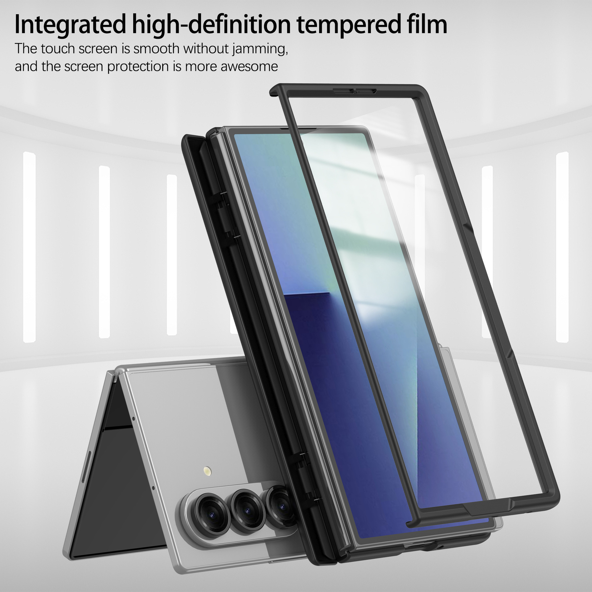 Compatible with Samsung Z Fold7 phone case, fold6 spring hinge case, one-piece transparent full-coverage shockproof protective case