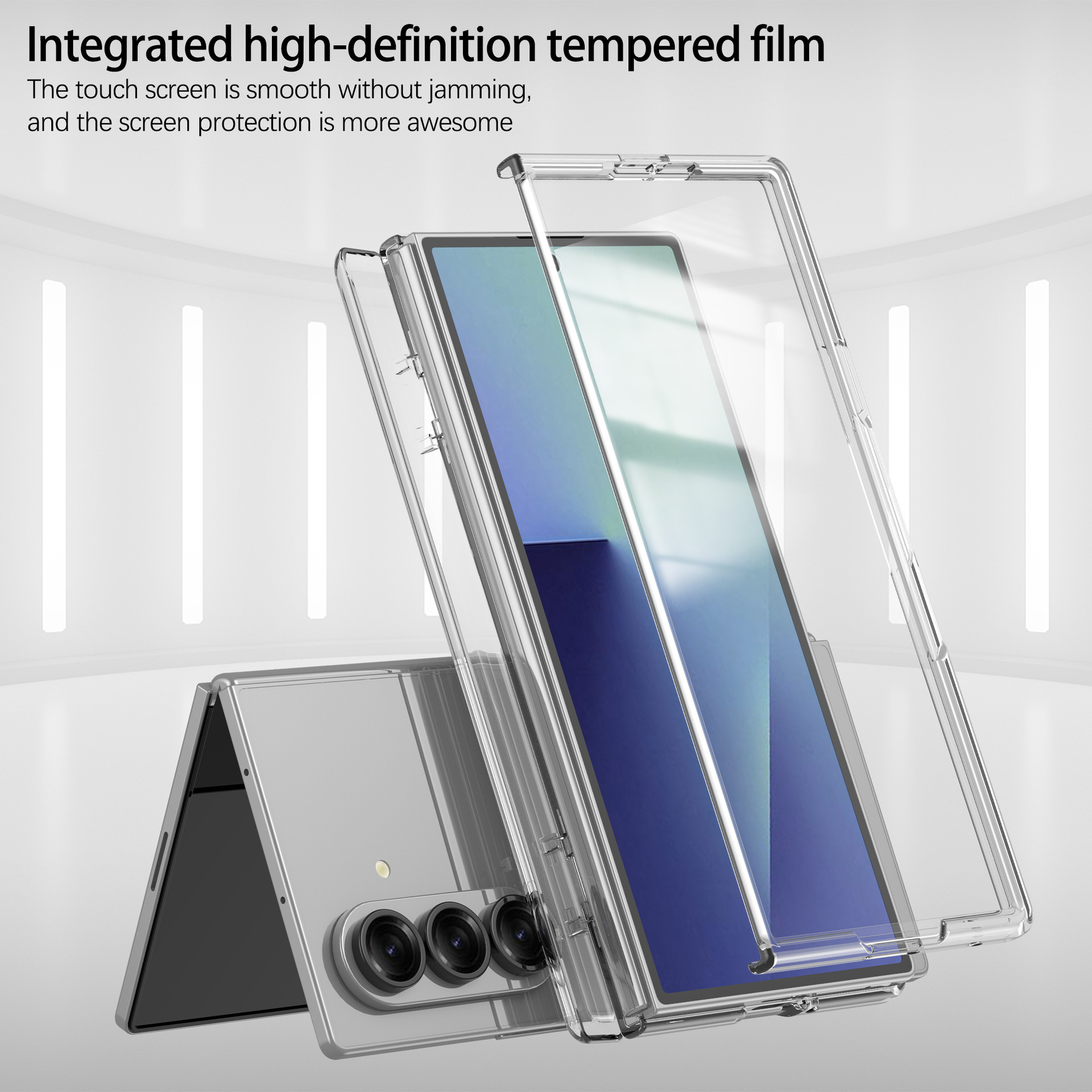 Compatible with Samsung Z Fold7 phone case, fold6 spring hinge case, one-piece transparent full-coverage shockproof protective case