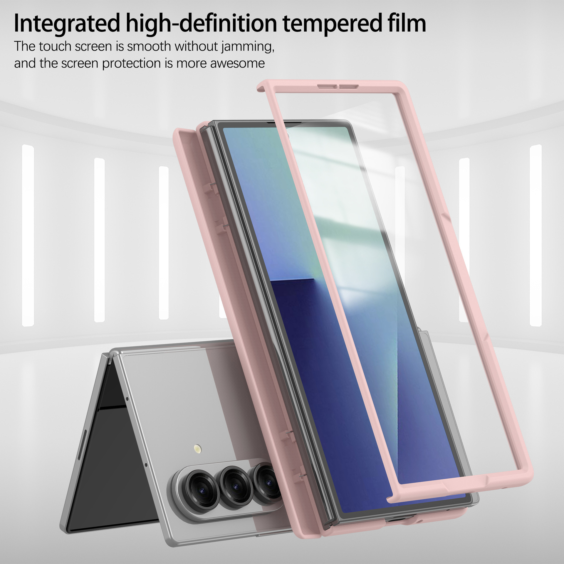 Compatible with Samsung Z Fold7 phone case, fold6 spring hinge case, one-piece transparent full-coverage shockproof protective case
