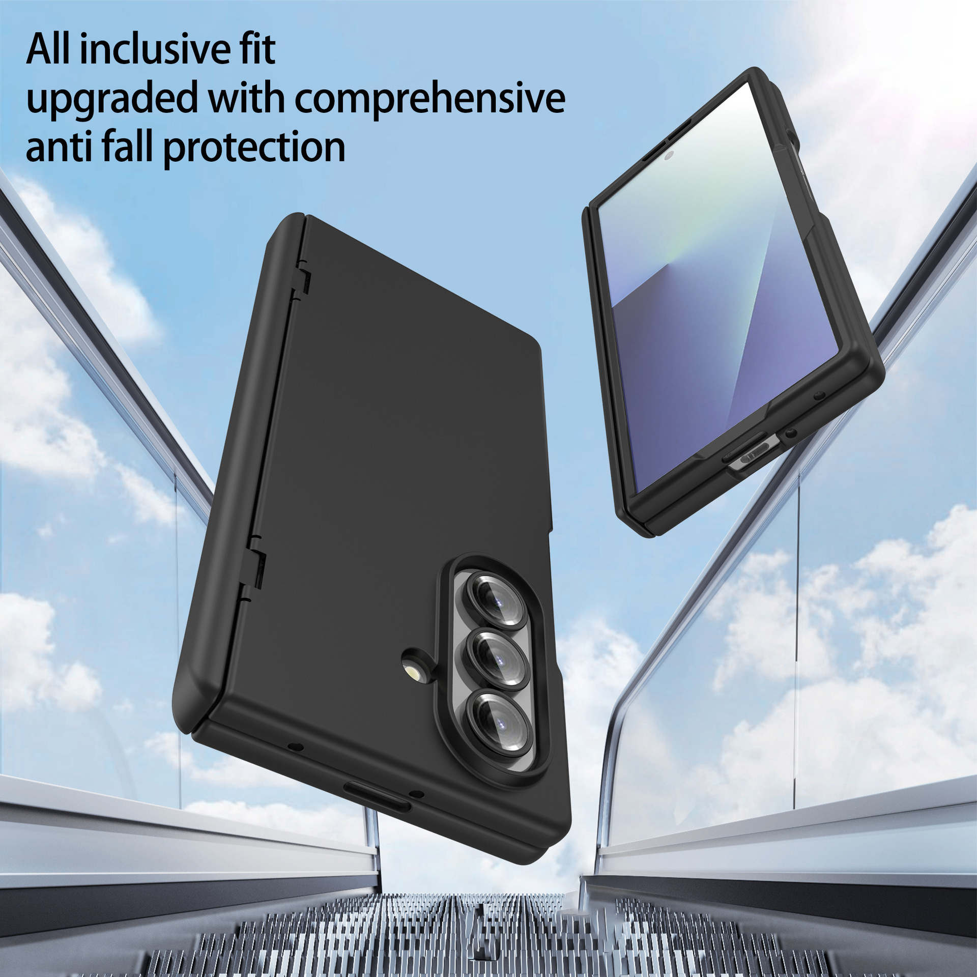 Compatible with Samsung Z Fold7 phone case, fold6 spring hinge case, one-piece transparent full-coverage shockproof protective case