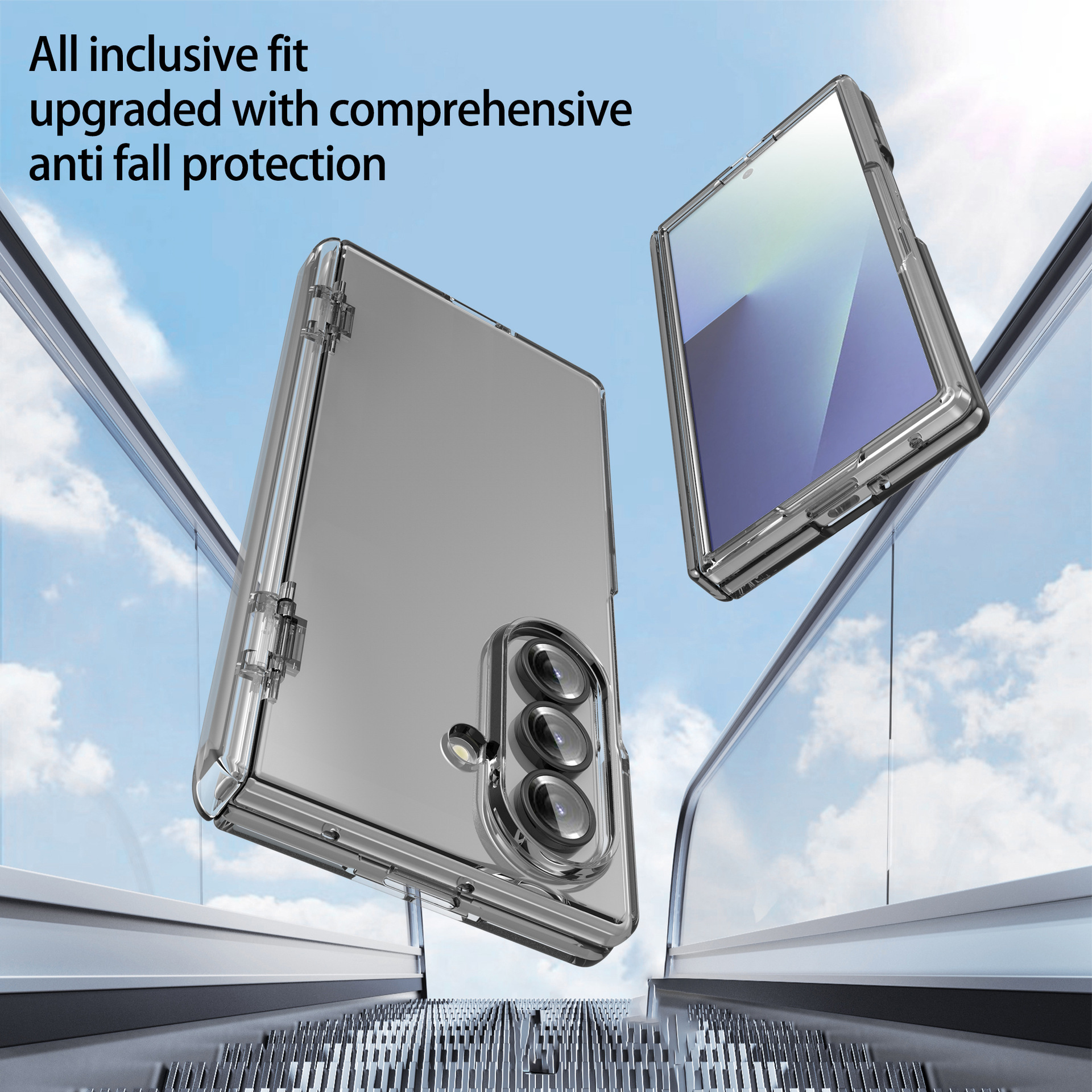 Compatible with Samsung Z Fold7 phone case, fold6 spring hinge case, one-piece transparent full-coverage shockproof protective case