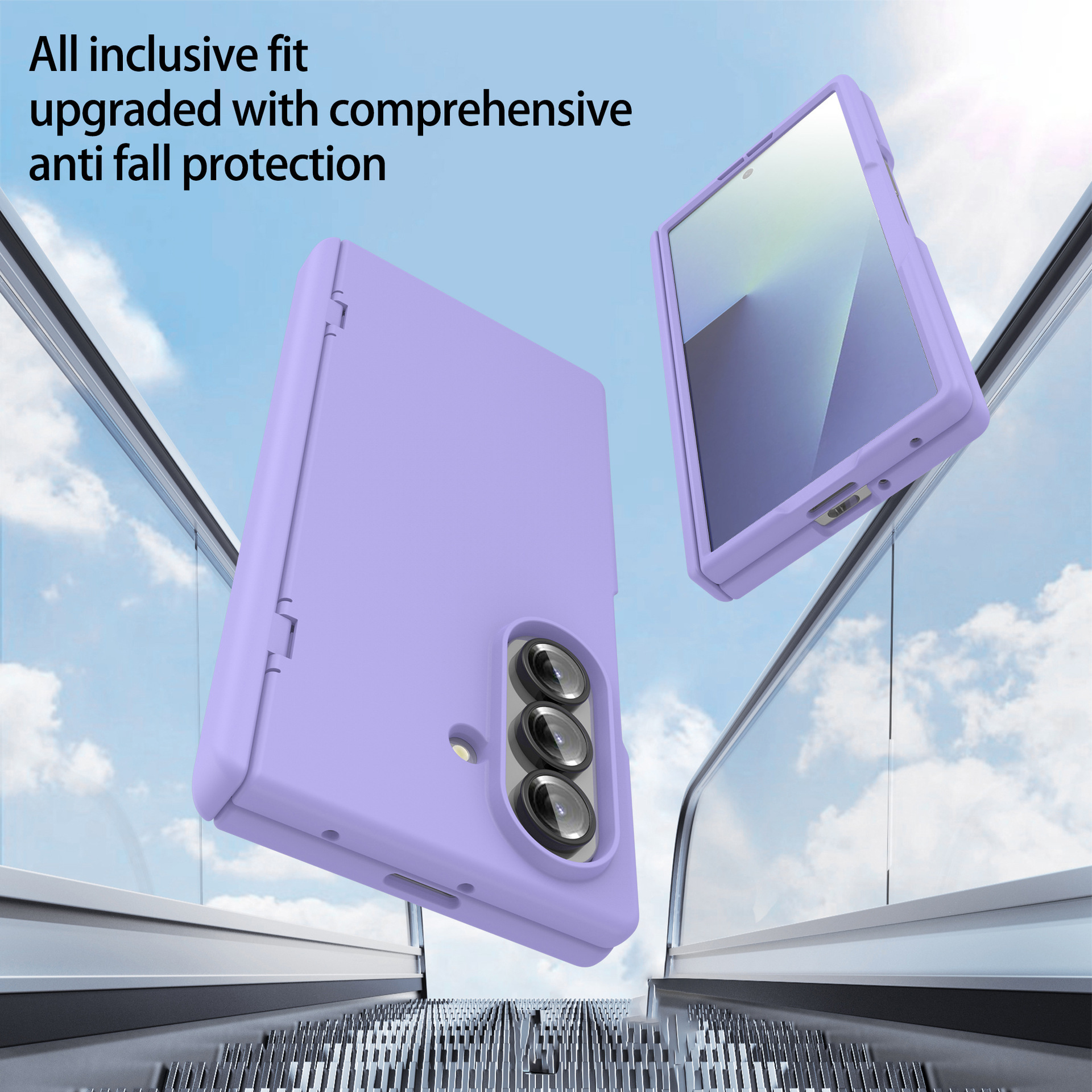 Compatible with Samsung Z Fold7 phone case, fold6 spring hinge case, one-piece transparent full-coverage shockproof protective case