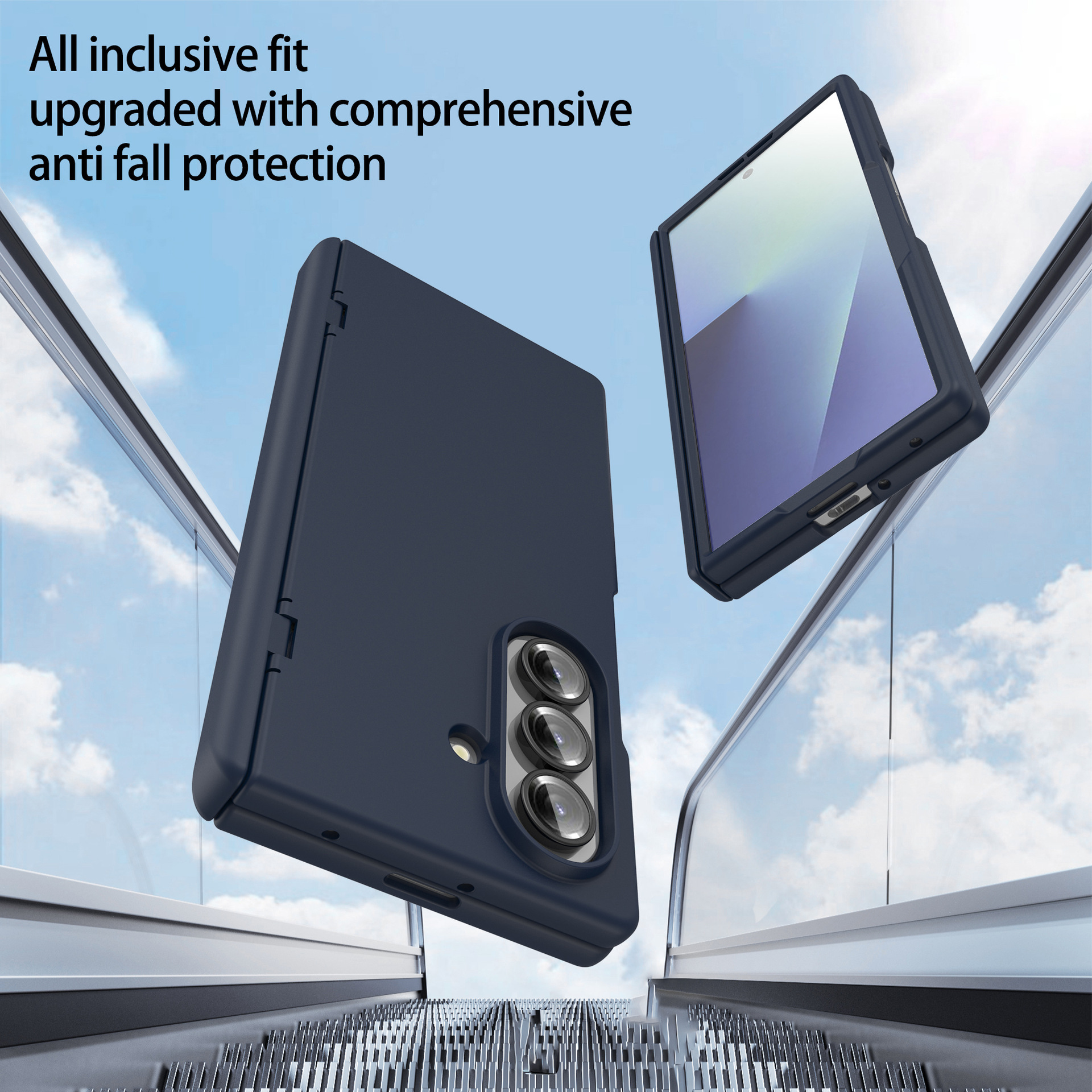 Compatible with Samsung Z Fold7 phone case, fold6 spring hinge case, one-piece transparent full-coverage shockproof protective case