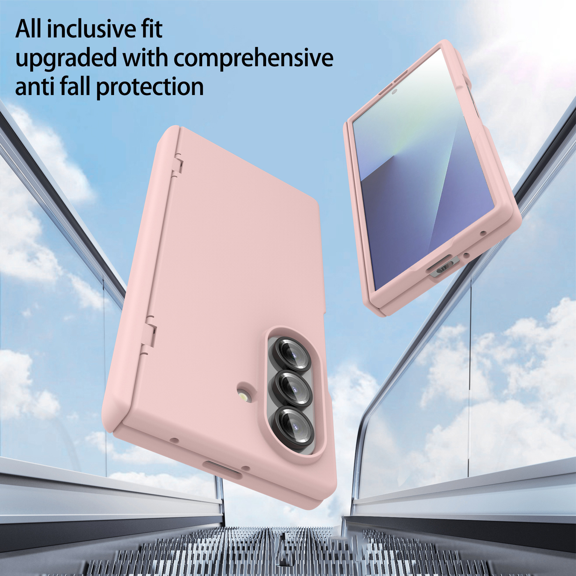 Compatible with Samsung Z Fold7 phone case, fold6 spring hinge case, one-piece transparent full-coverage shockproof protective case