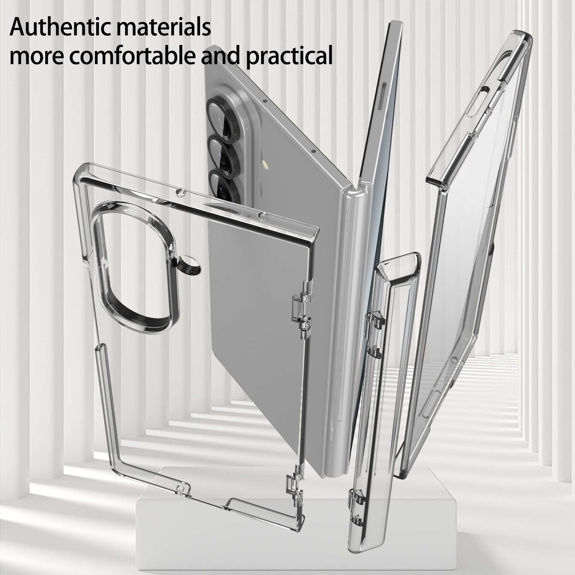 Compatible with Samsung Z Fold7 phone case, fold6 spring hinge case, one-piece transparent full-coverage shockproof protective case