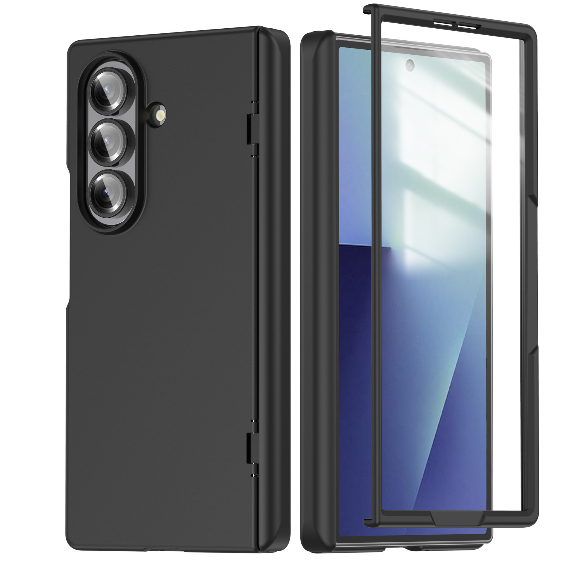 Compatible with Samsung Z Fold7 phone case, fold6 spring hinge case, one-piece transparent full-coverage shockproof protective case