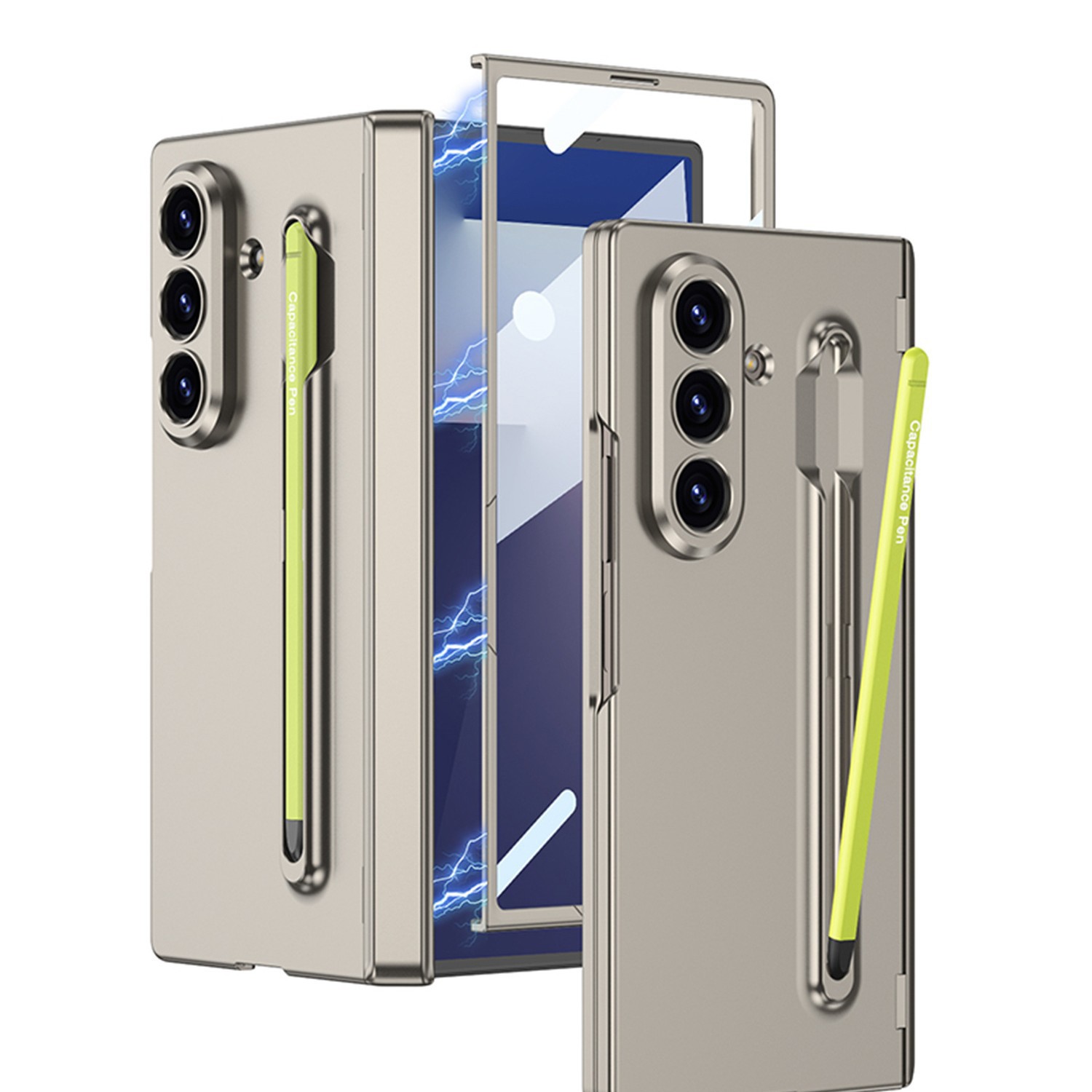 Compatible with Samsung Z Fold8U/7 phone case, magnetic hinge, integrated pen slot, full-coverage drop-proof protective case.