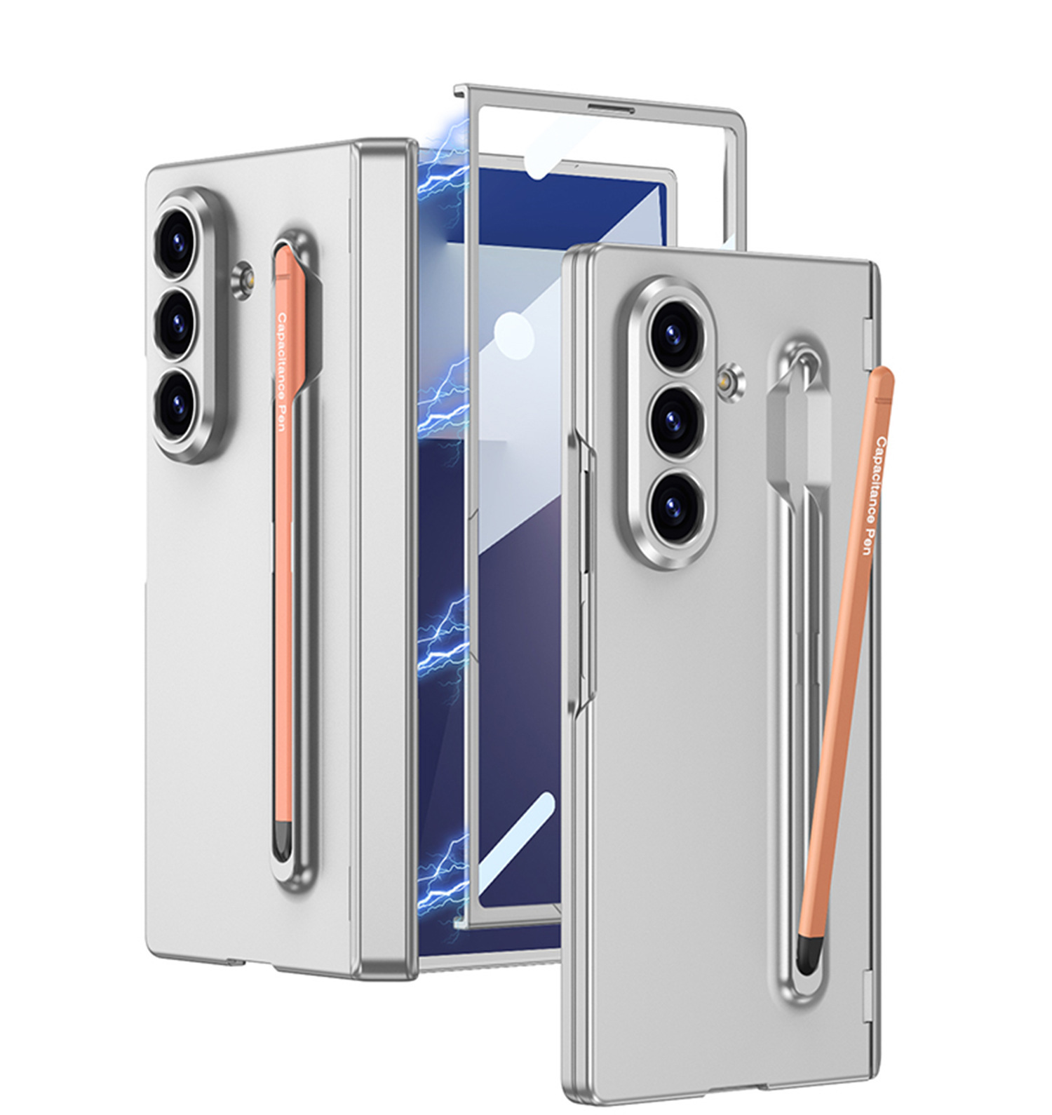 Compatible with Samsung Z Fold8U/7 phone case, magnetic hinge, integrated pen slot, full-coverage drop-proof protective case.