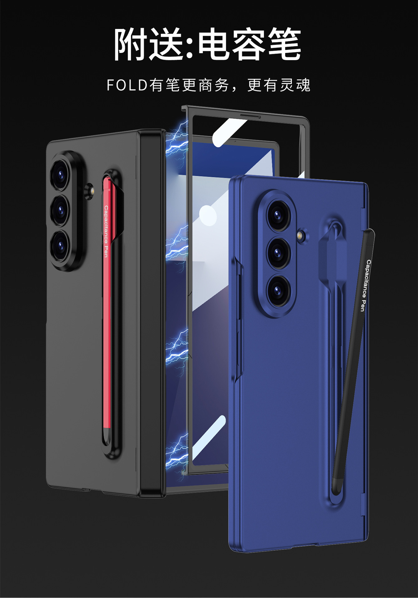 Compatible with Samsung Z Fold8U/7 phone case, magnetic hinge, integrated pen slot, full-coverage drop-proof protective case.