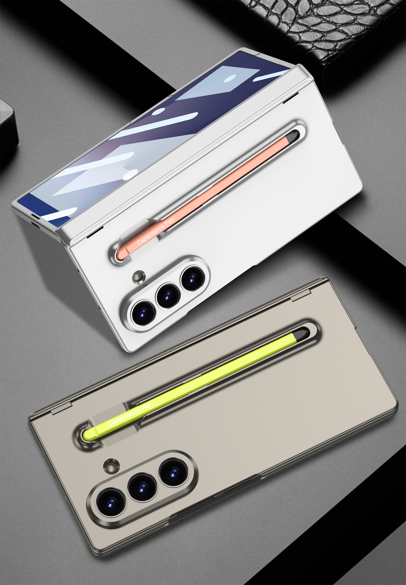Compatible with Samsung Z Fold8U/7 phone case, magnetic hinge, integrated pen slot, full-coverage drop-proof protective case.