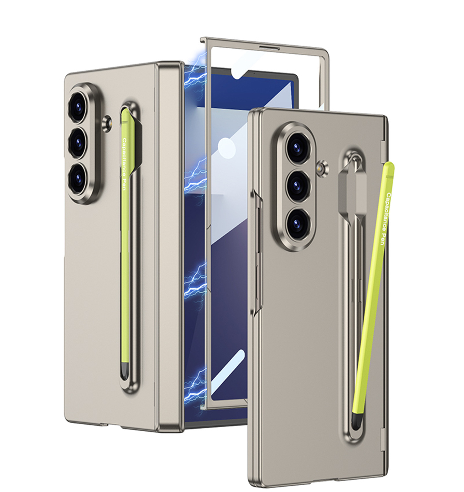 Compatible with Samsung Z Fold8U/7 phone case, magnetic hinge, integrated pen slot, full-coverage drop-proof protective case.