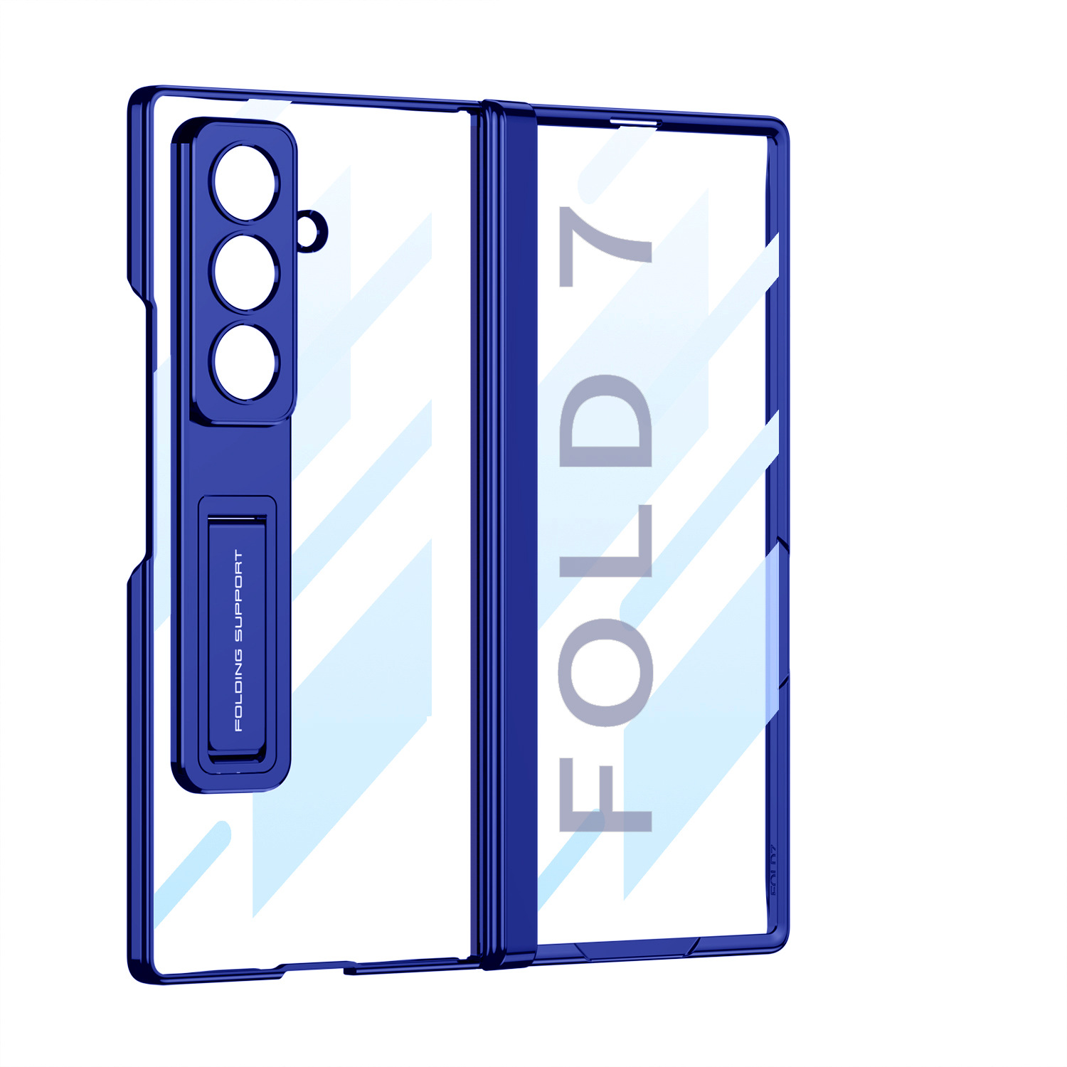Compatible with Samsung Z Fold8U/7 phone case, transparent electroplated stand, magnetic hinge, full-coverage protective case.