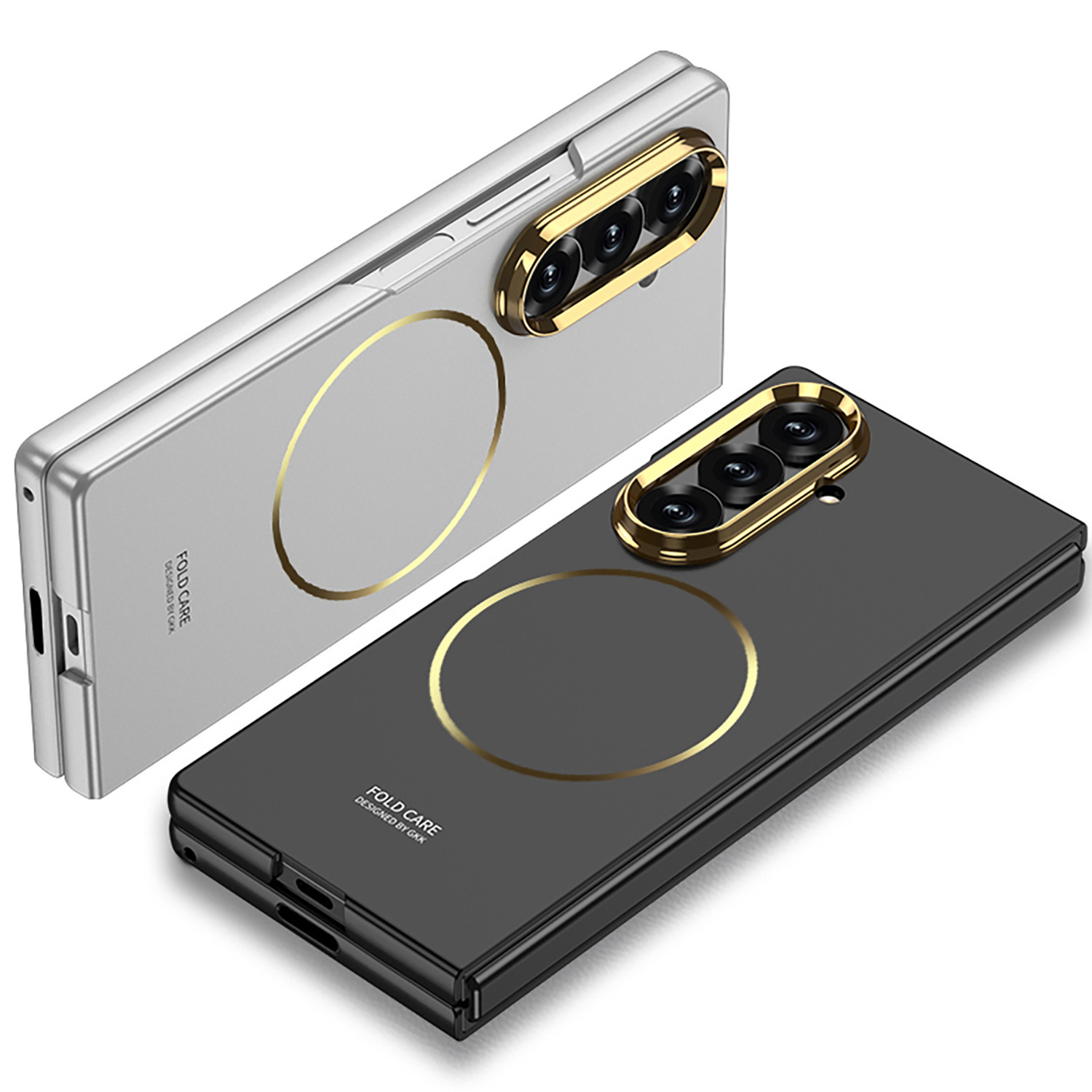 Samsung Z Fold7 Phone Case with Wireless Charging Magnetic Cling Ring, Ultra-thin Contact Lens Case, Integrated Screen Protector