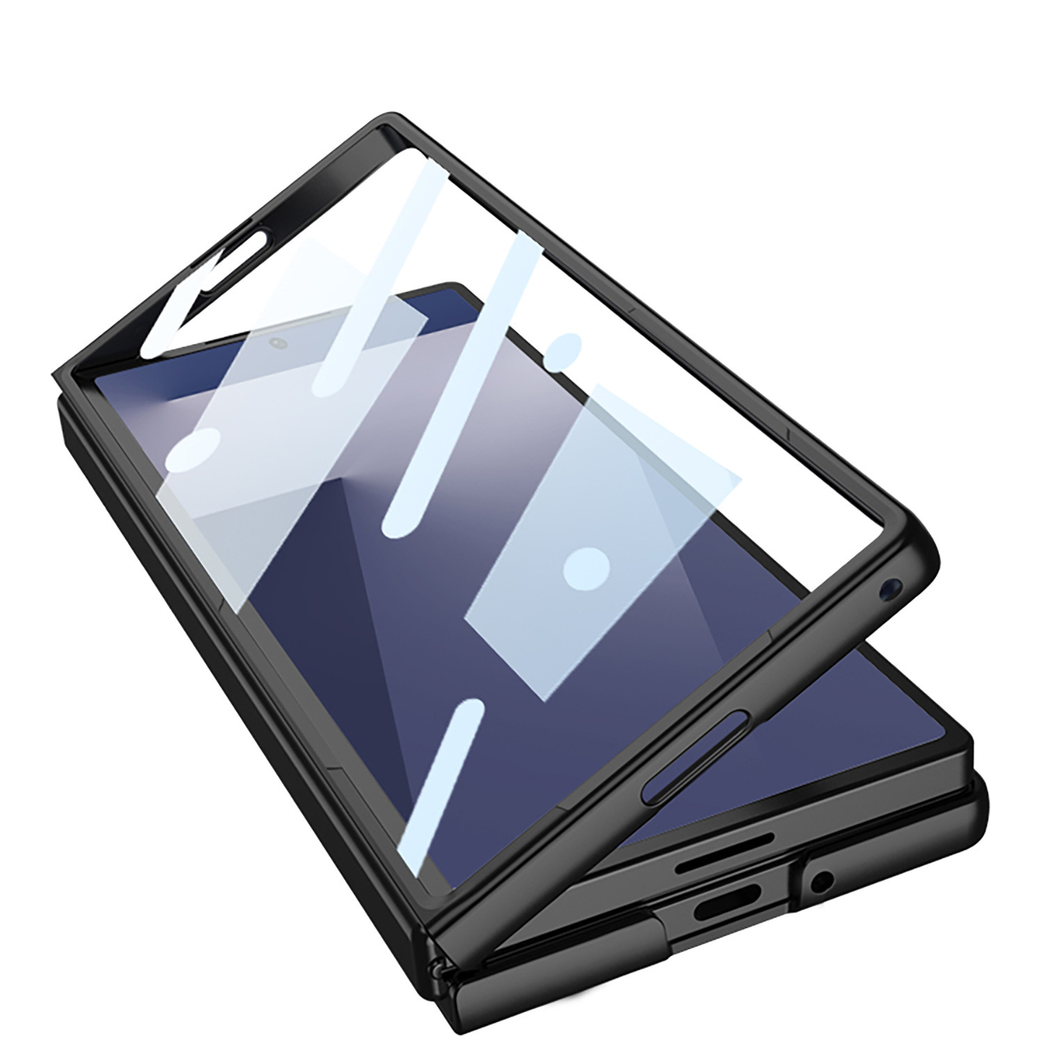 Samsung Z Fold7 Phone Case with Wireless Charging Magnetic Cling Ring, Ultra-thin Contact Lens Case, Integrated Screen Protector