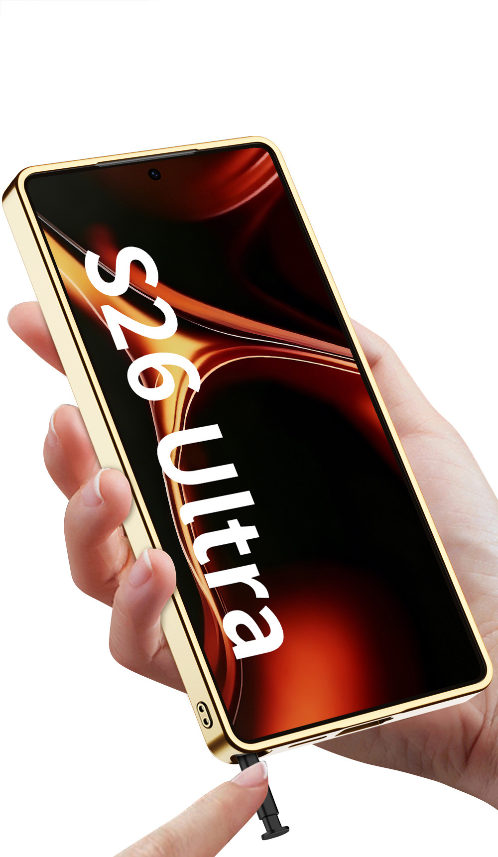 Compatible with Samsung S26 Ultra phone case, S25U electroplated leather, S24U inner magnetic nickel ring wireless charging protective case