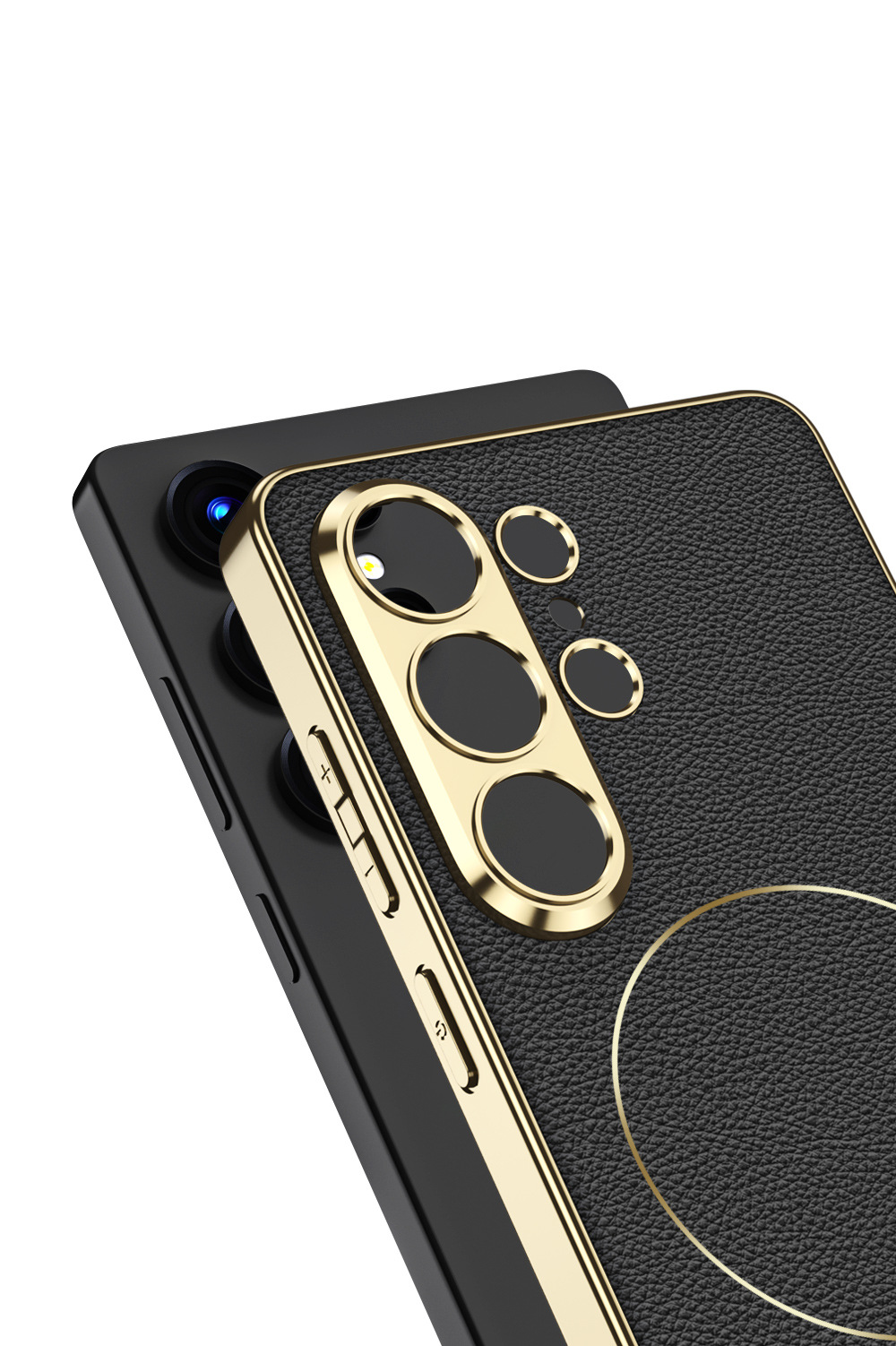 Compatible with Samsung S26 Ultra phone case, S25U electroplated leather, S24U inner magnetic nickel ring wireless charging protective case