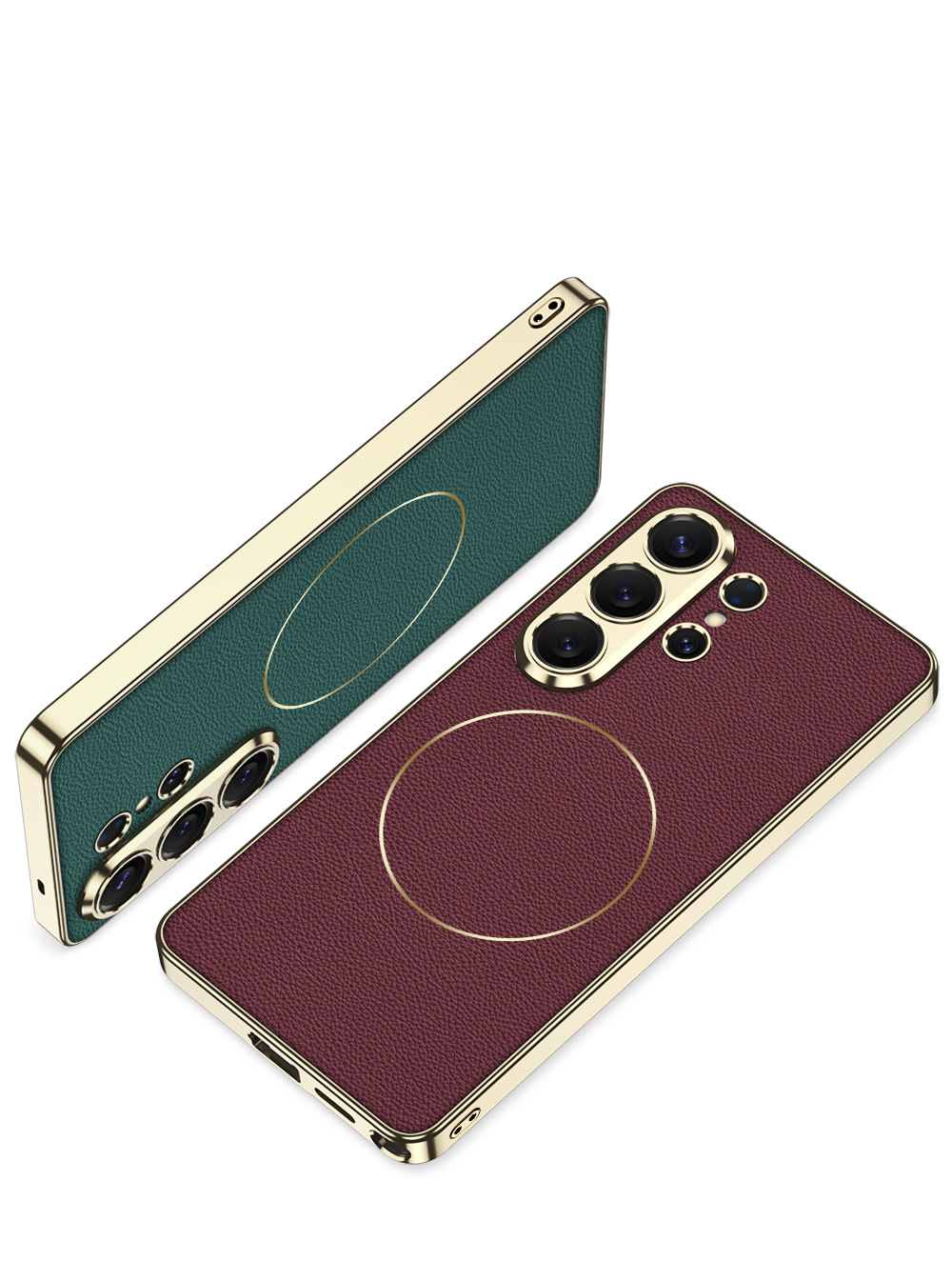 Compatible with Samsung S26 Ultra phone case, S25U electroplated leather, S24U inner magnetic nickel ring wireless charging protective case