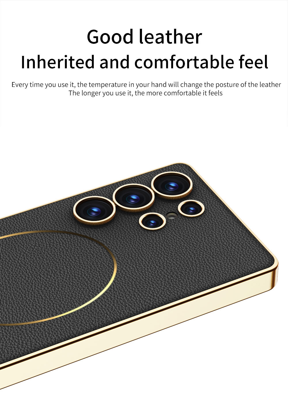 Compatible with Samsung S26 Ultra phone case, S25U electroplated leather, S24U inner magnetic nickel ring wireless charging protective case