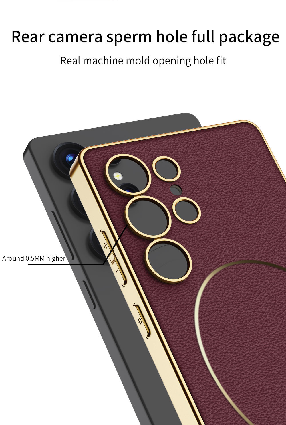 Compatible with Samsung S26 Ultra phone case, S25U electroplated leather, S24U inner magnetic nickel ring wireless charging protective case