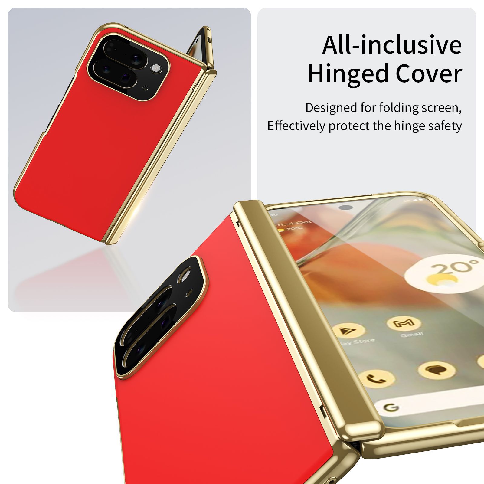 Compatible with Google Pixel 10/9 Fold foldable phone case, electroplated AG frosted anti-fingerprint case, full-coverage case.