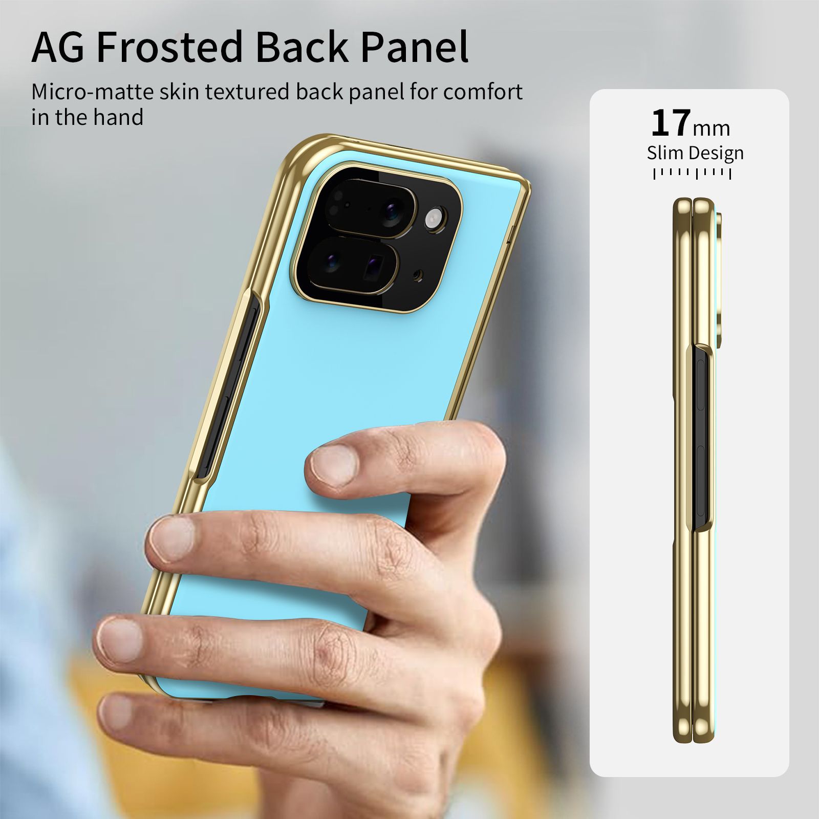 Compatible with Google Pixel 10/9 Fold foldable phone case, electroplated AG frosted anti-fingerprint case, full-coverage case.