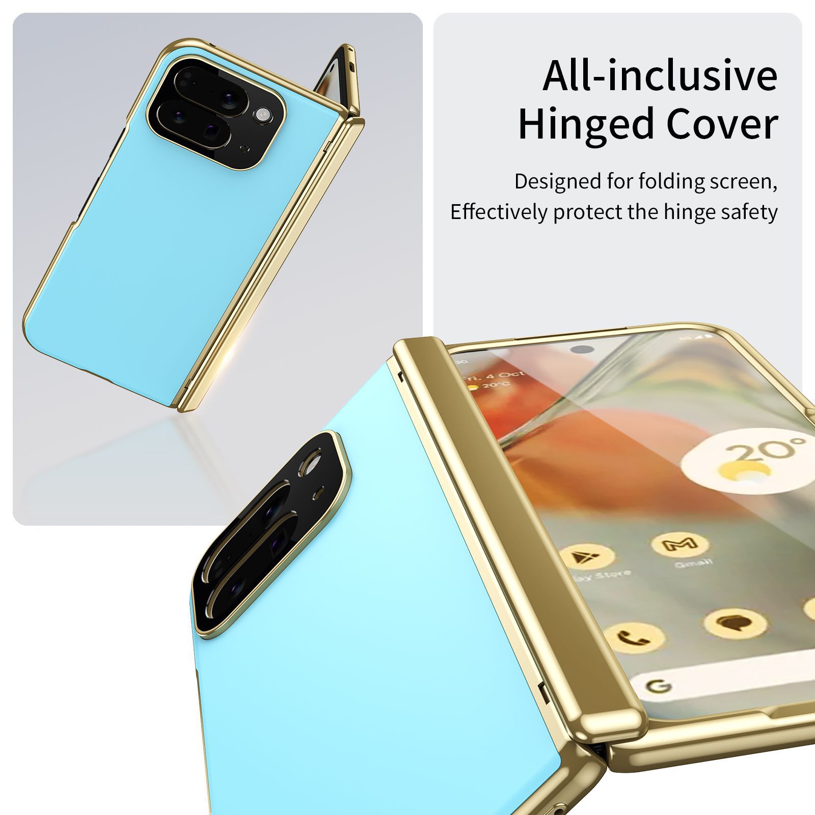 Compatible with Google Pixel 10/9 Fold foldable phone case, electroplated AG frosted anti-fingerprint case, full-coverage case.