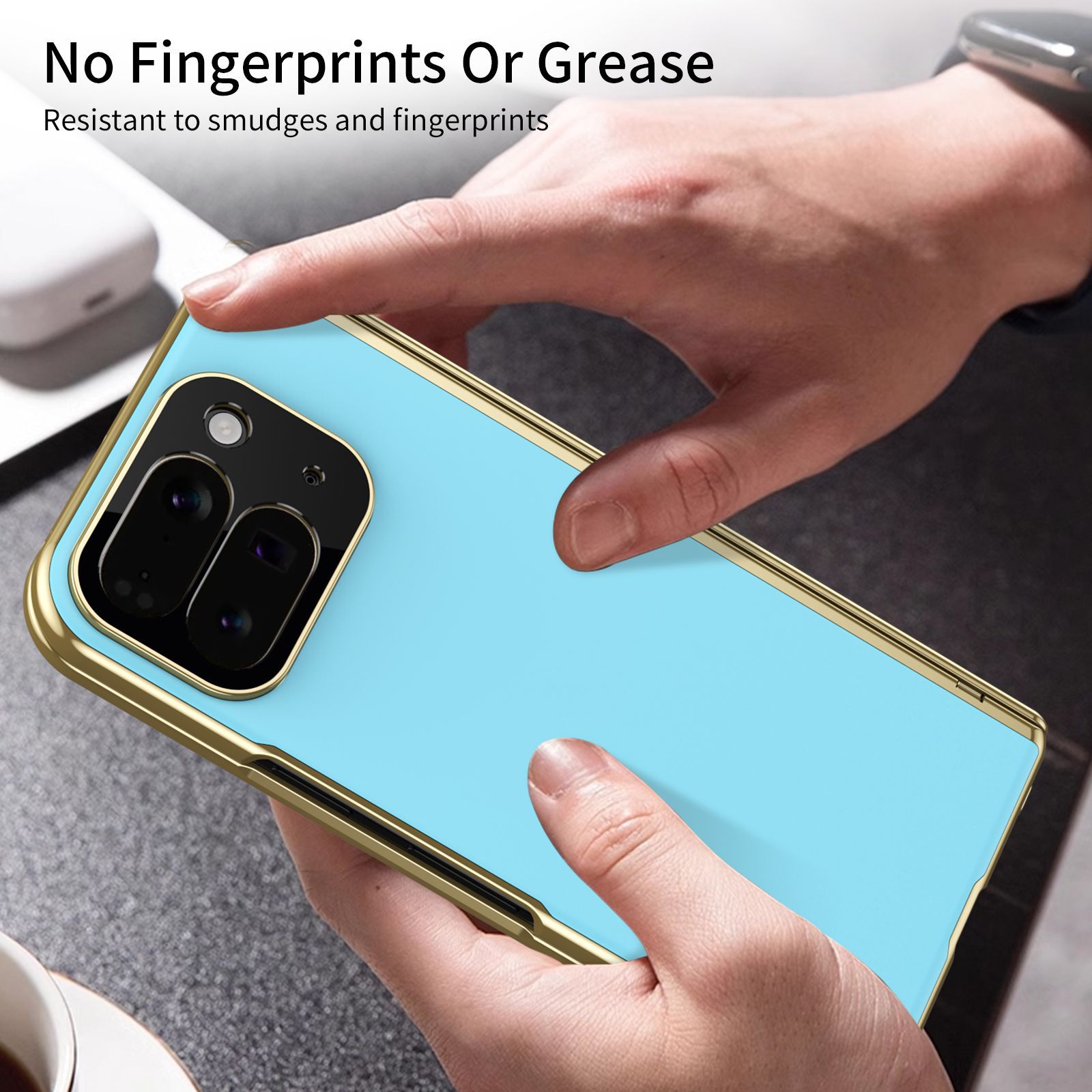 Compatible with Google Pixel 10/9 Fold foldable phone case, electroplated AG frosted anti-fingerprint case, full-coverage case.