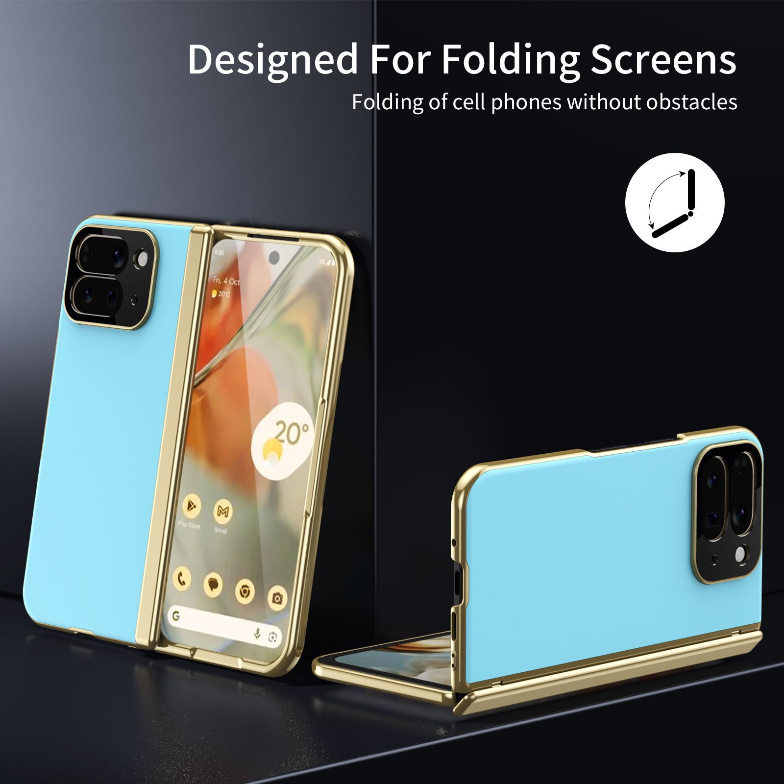 Compatible with Google Pixel 10/9 Fold foldable phone case, electroplated AG frosted anti-fingerprint case, full-coverage case.