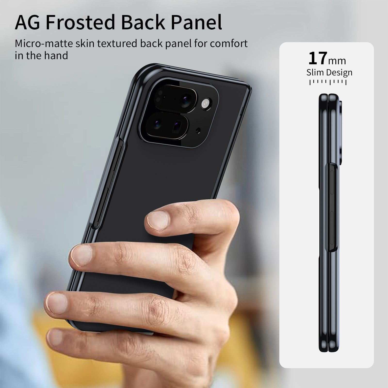 Compatible with Google Pixel 10/9 Fold foldable phone case, electroplated AG frosted anti-fingerprint case, full-coverage case.