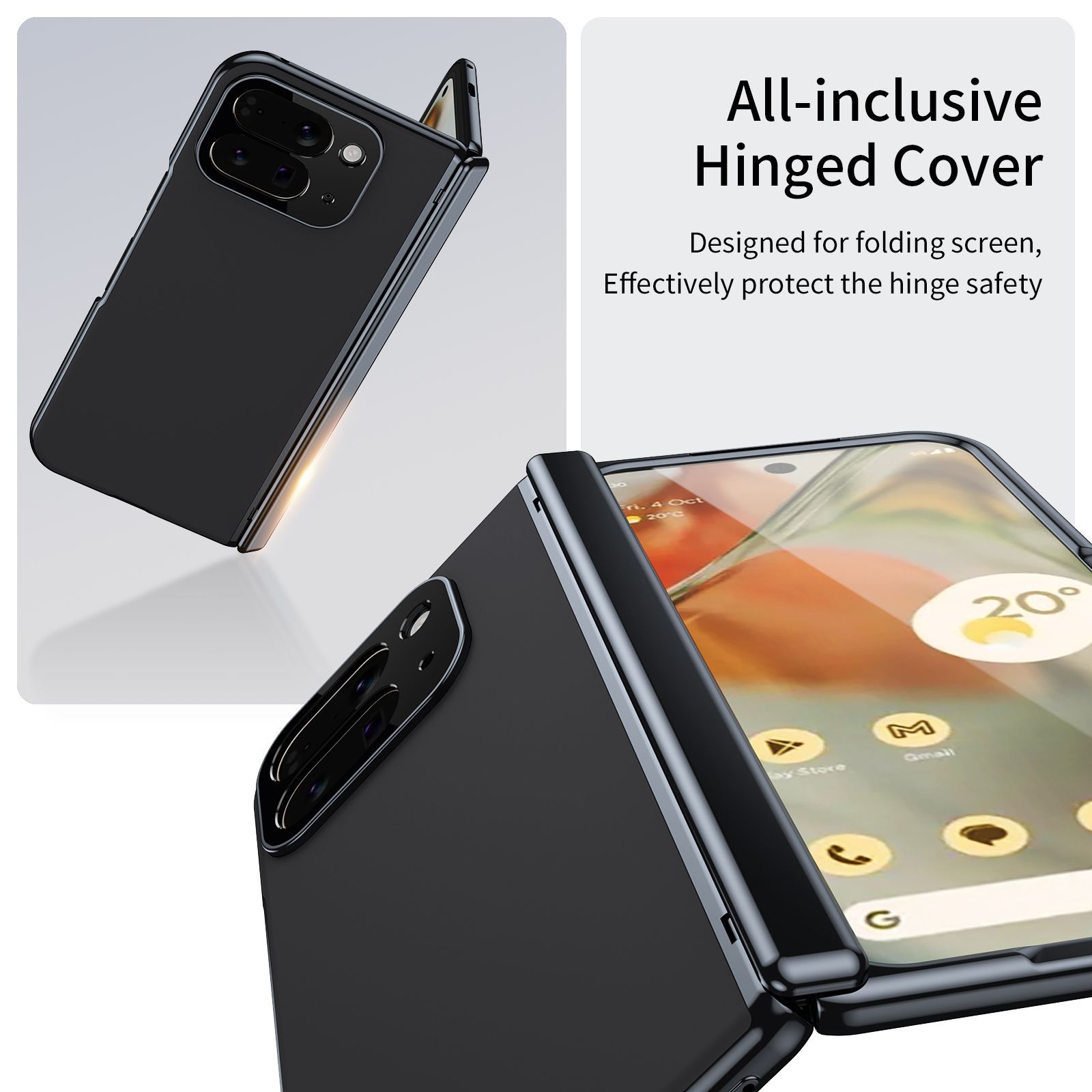 Compatible with Google Pixel 10/9 Fold foldable phone case, electroplated AG frosted anti-fingerprint case, full-coverage case.