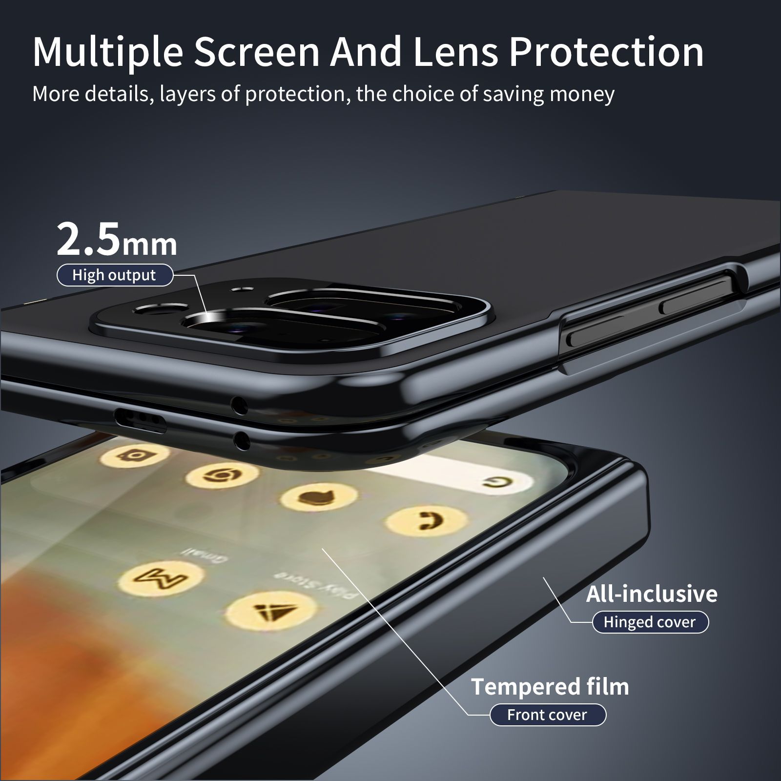 Compatible with Google Pixel 10/9 Fold foldable phone case, electroplated AG frosted anti-fingerprint case, full-coverage case.
