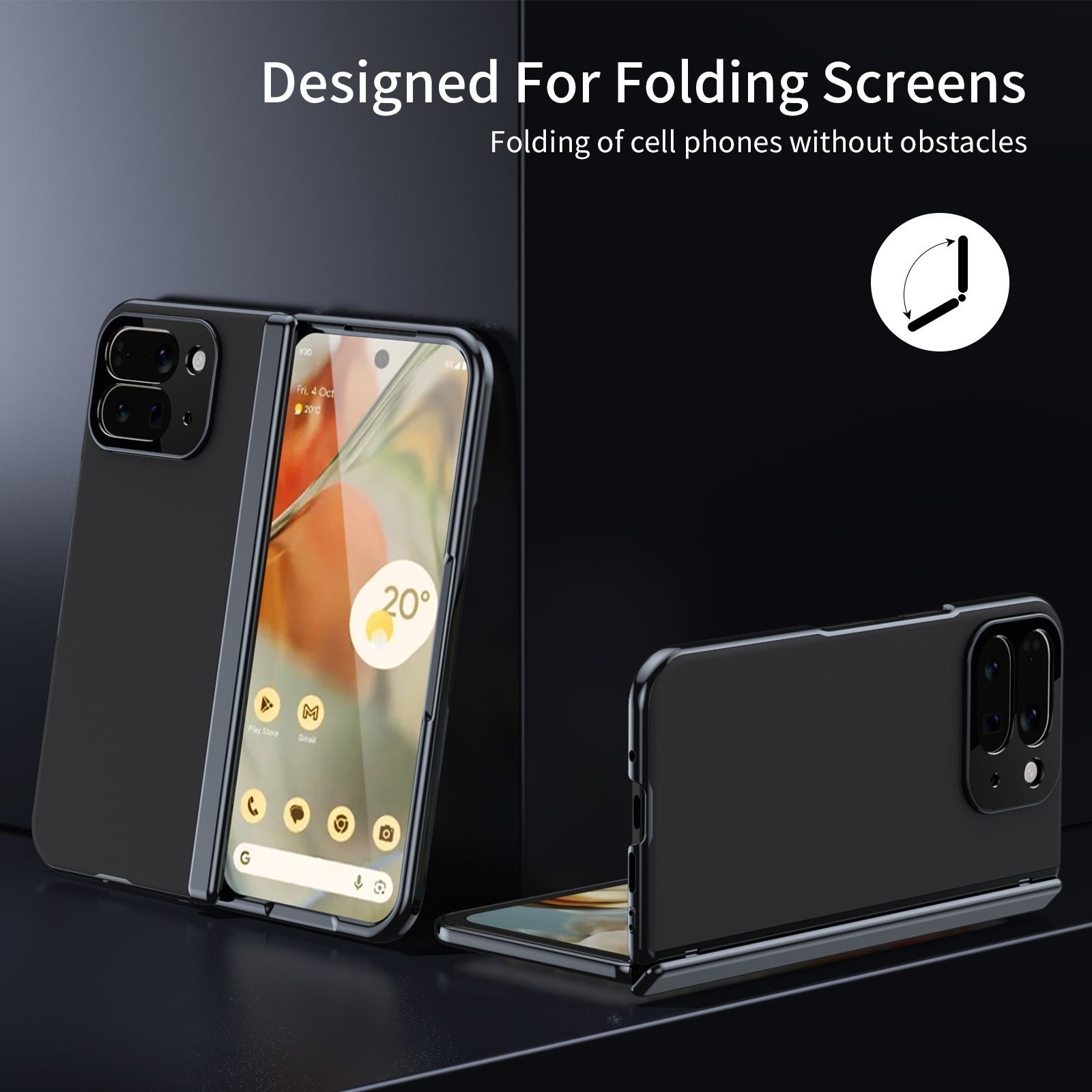 Compatible with Google Pixel 10/9 Fold foldable phone case, electroplated AG frosted anti-fingerprint case, full-coverage case.