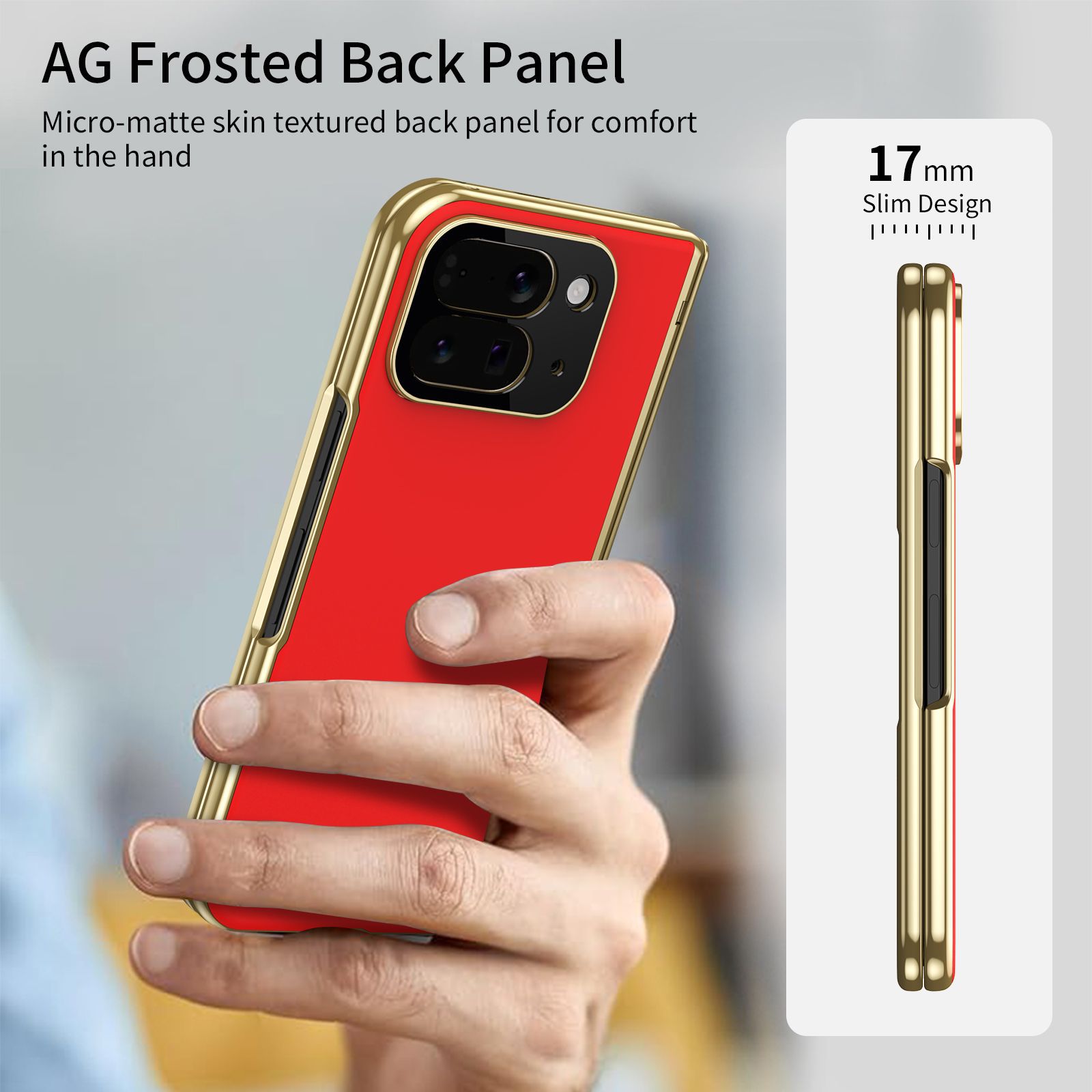 Compatible with Google Pixel 10/9 Fold foldable phone case, electroplated AG frosted anti-fingerprint case, full-coverage case.