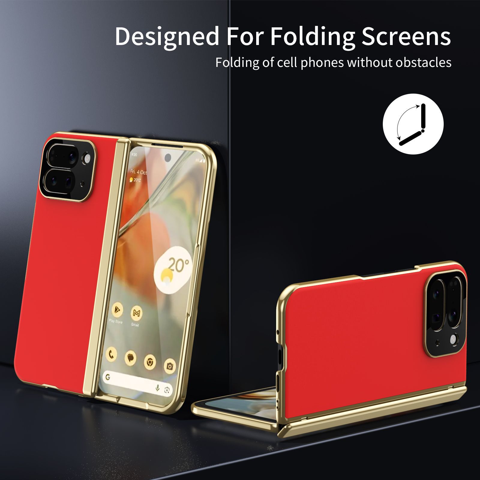 Compatible with Google Pixel 10/9 Fold foldable phone case, electroplated AG frosted anti-fingerprint case, full-coverage case.