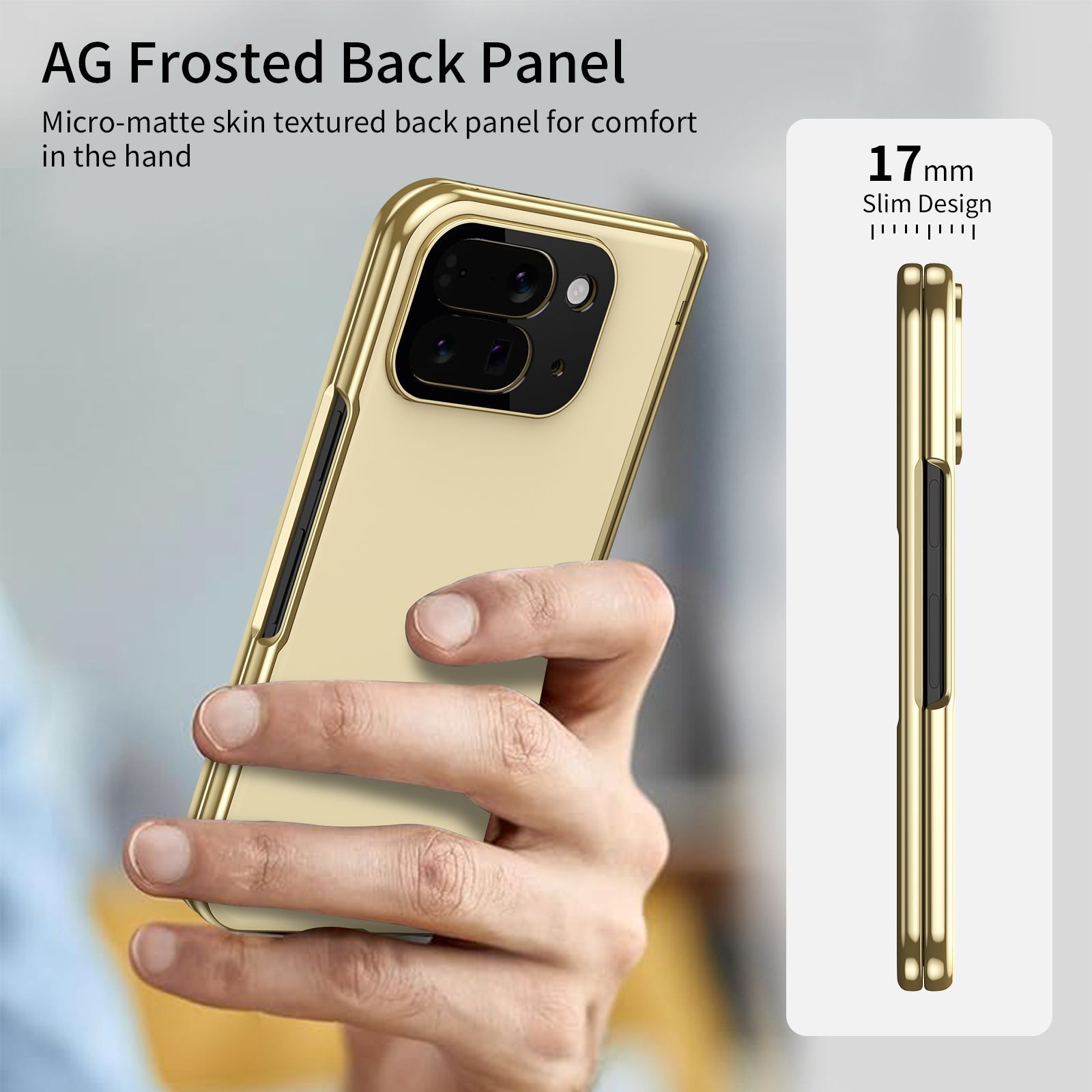 Compatible with Google Pixel 10/9 Fold foldable phone case, electroplated AG frosted anti-fingerprint case, full-coverage case.
