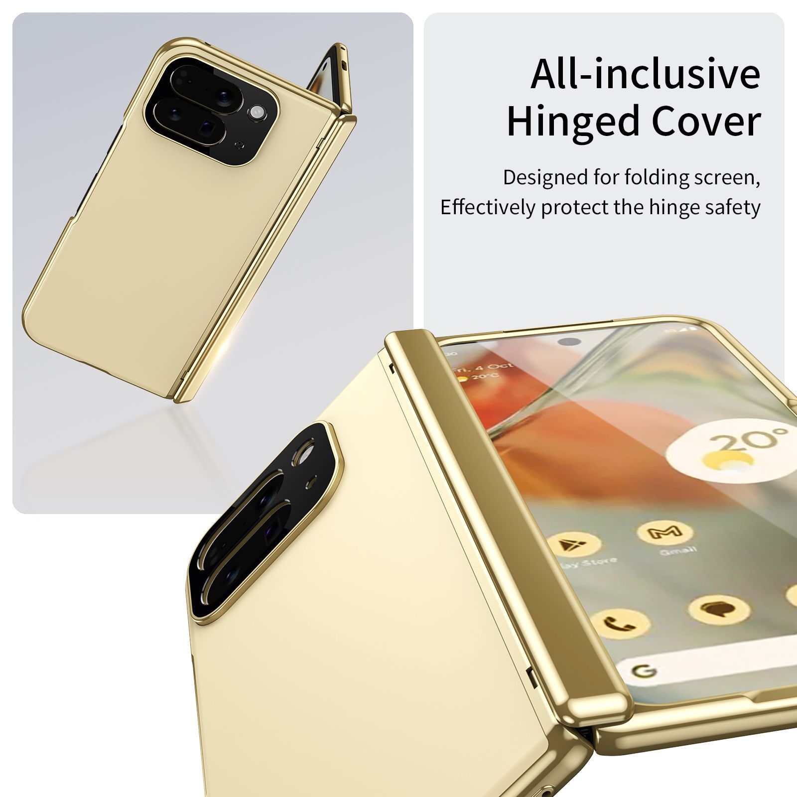 Compatible with Google Pixel 10/9 Fold foldable phone case, electroplated AG frosted anti-fingerprint case, full-coverage case.
