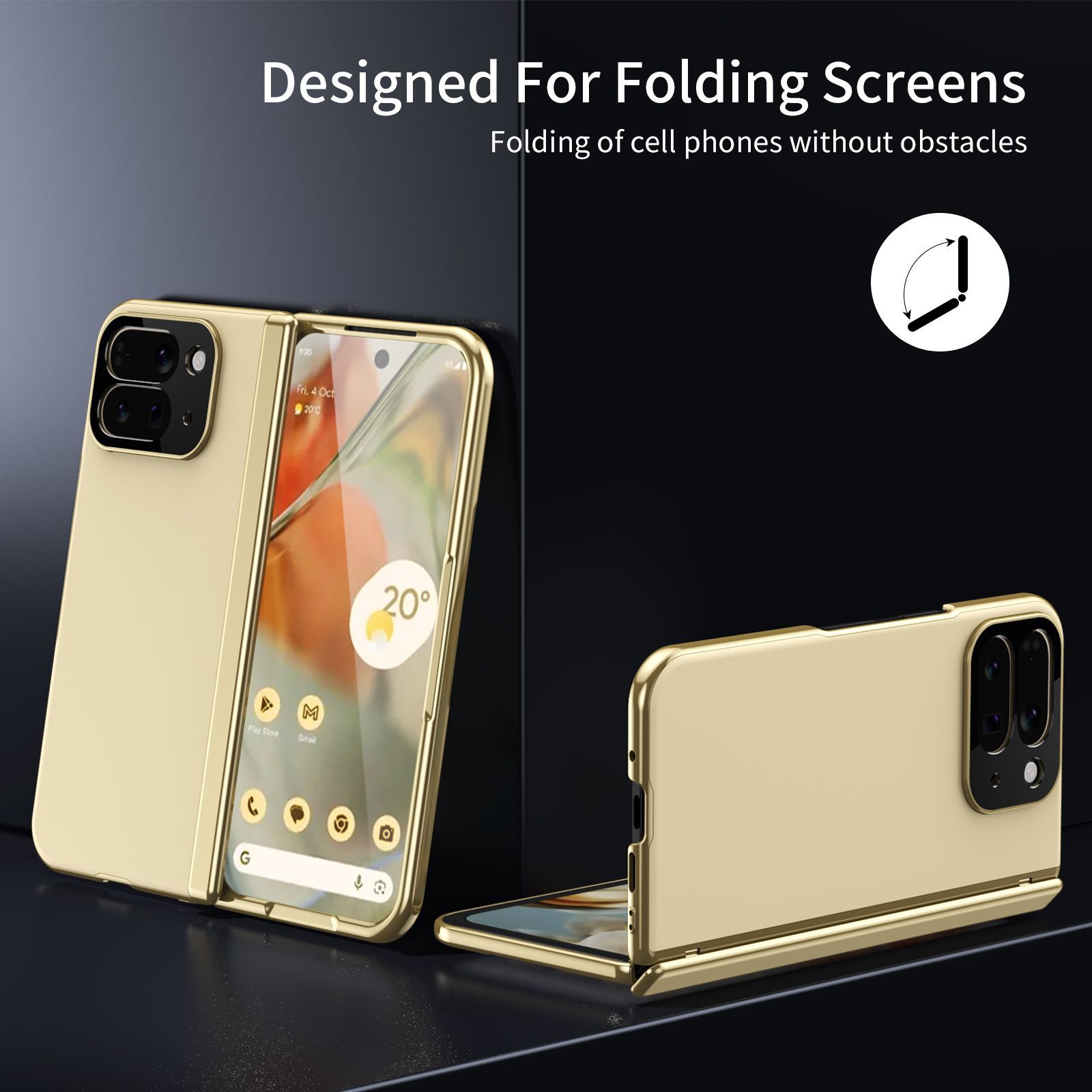 Compatible with Google Pixel 10/9 Fold foldable phone case, electroplated AG frosted anti-fingerprint case, full-coverage case.