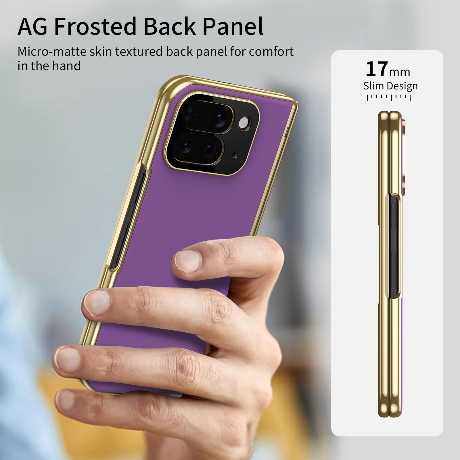 Compatible with Google Pixel 10/9 Fold foldable phone case, electroplated AG frosted anti-fingerprint case, full-coverage case.