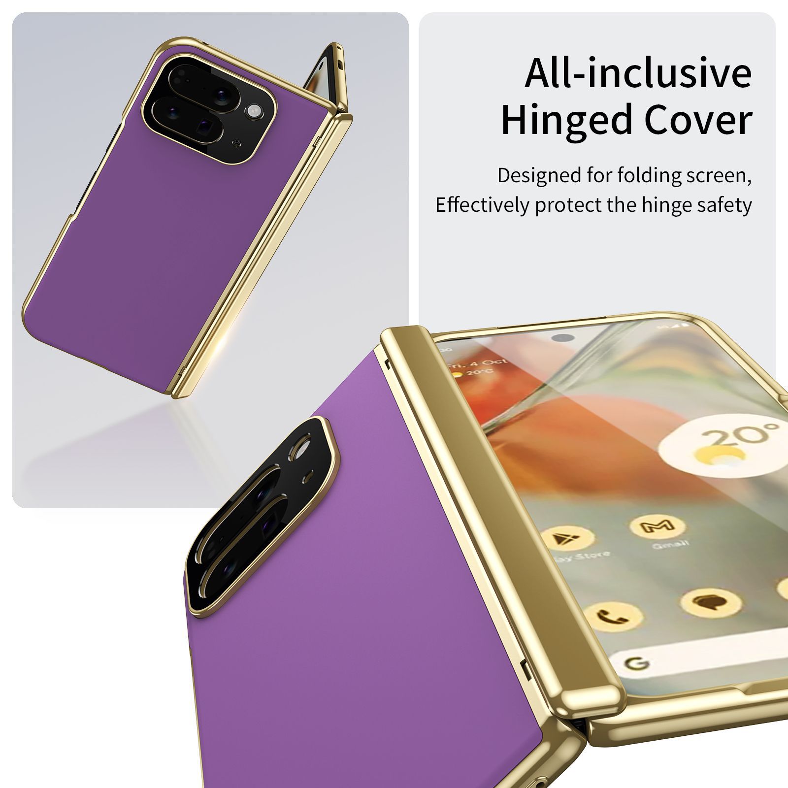Compatible with Google Pixel 10/9 Fold foldable phone case, electroplated AG frosted anti-fingerprint case, full-coverage case.