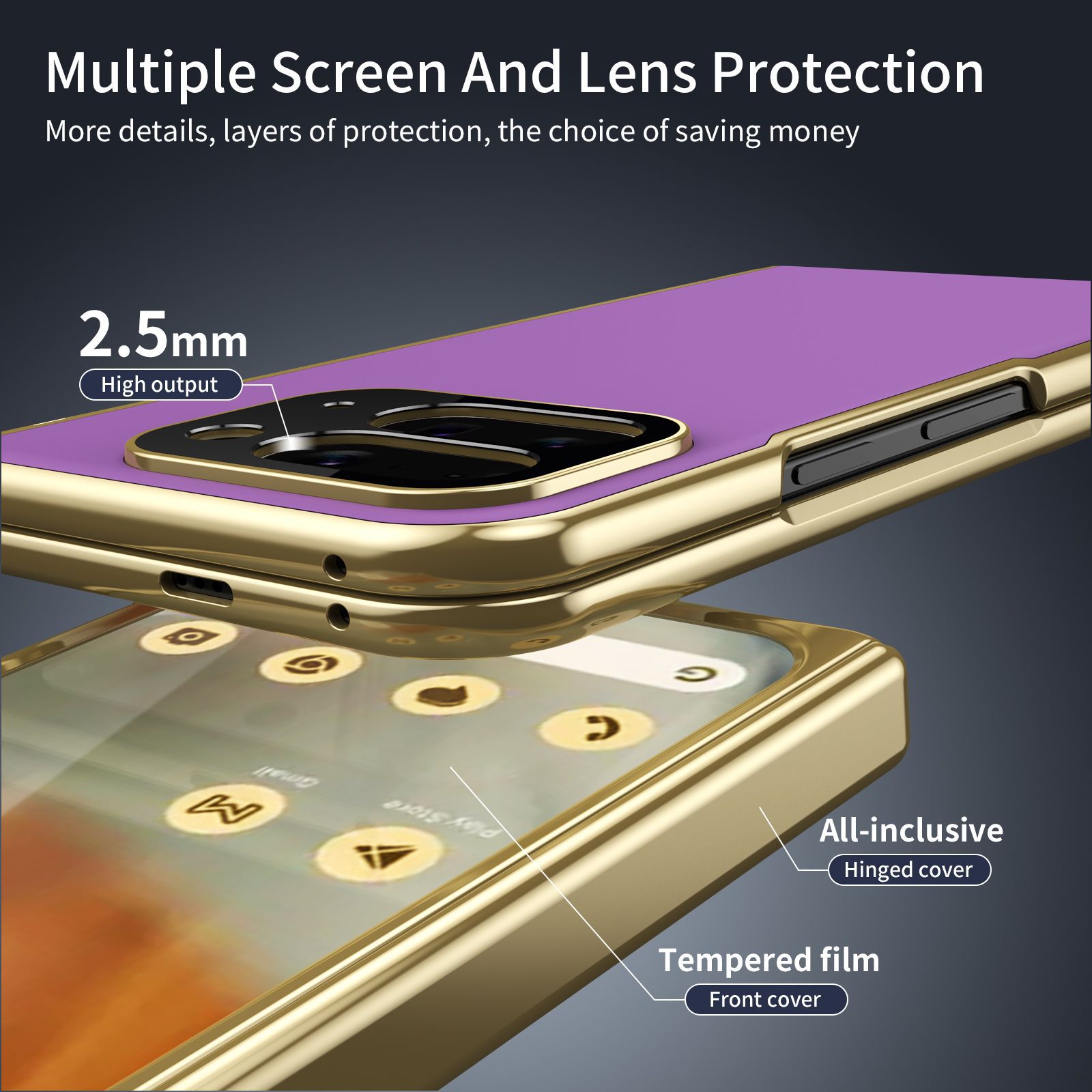 Compatible with Google Pixel 10/9 Fold foldable phone case, electroplated AG frosted anti-fingerprint case, full-coverage case.