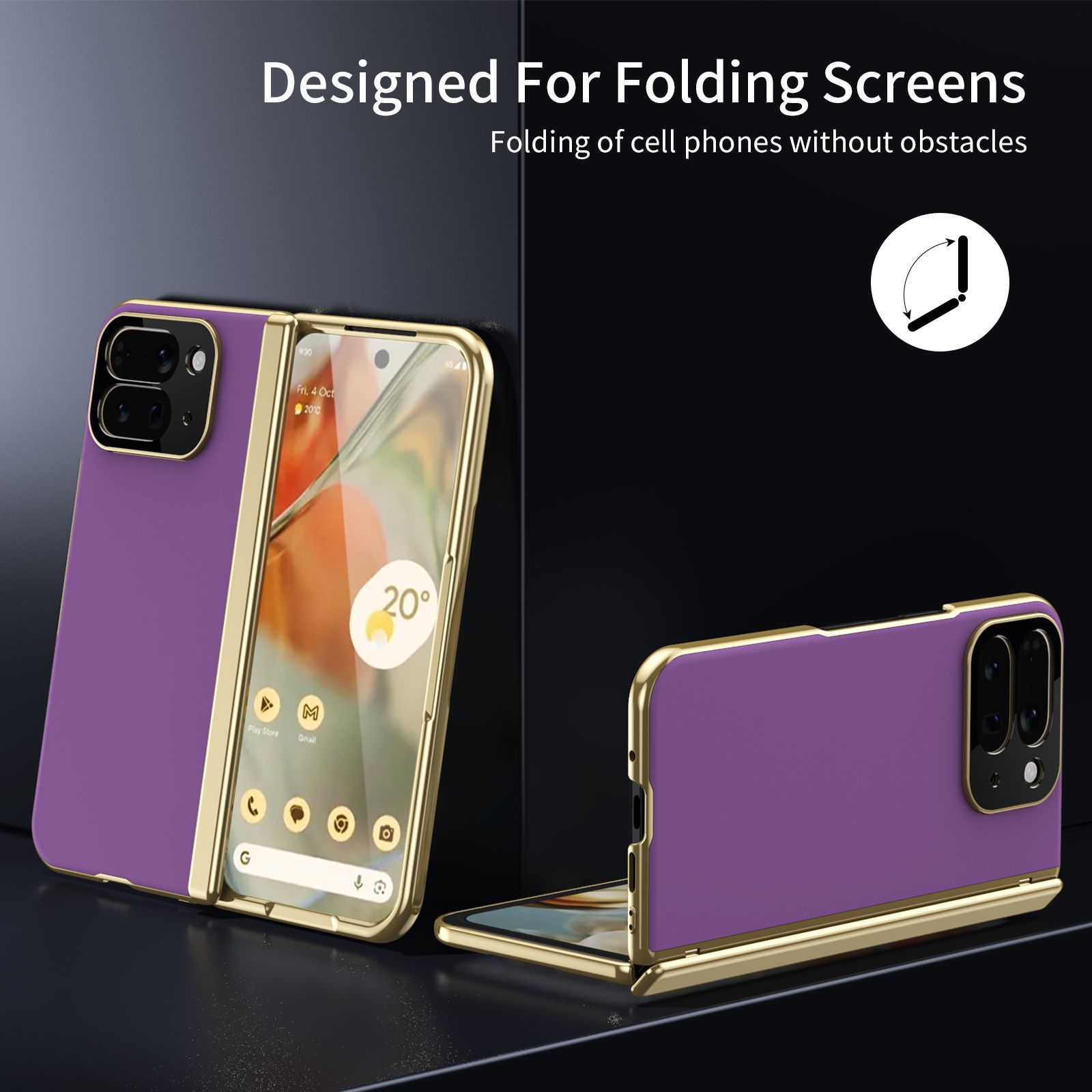 Compatible with Google Pixel 10/9 Fold foldable phone case, electroplated AG frosted anti-fingerprint case, full-coverage case.