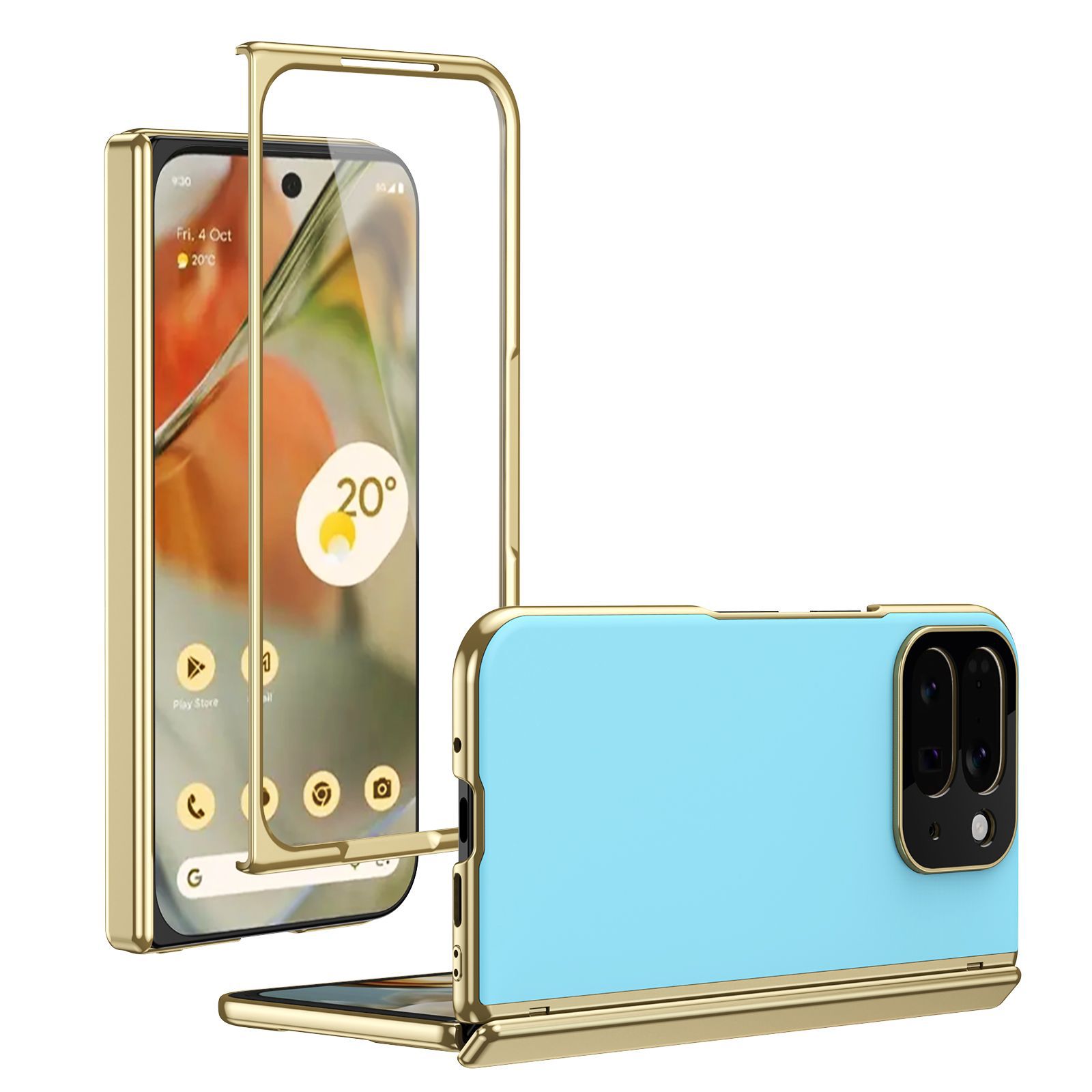 Compatible with Google Pixel 10/9 Fold foldable phone case, electroplated AG frosted anti-fingerprint case, full-coverage case.