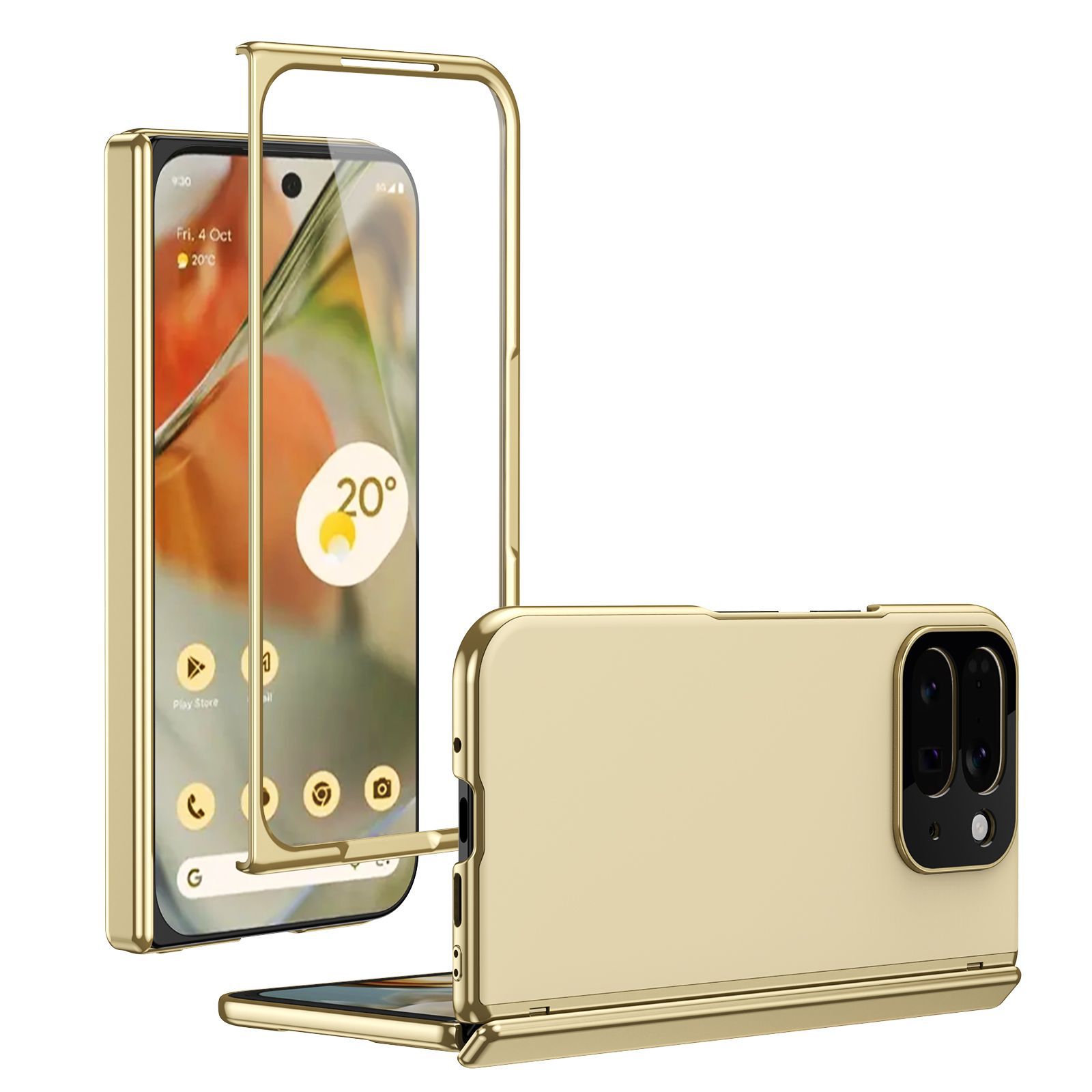 Compatible with Google Pixel 10/9 Fold foldable phone case, electroplated AG frosted anti-fingerprint case, full-coverage case.