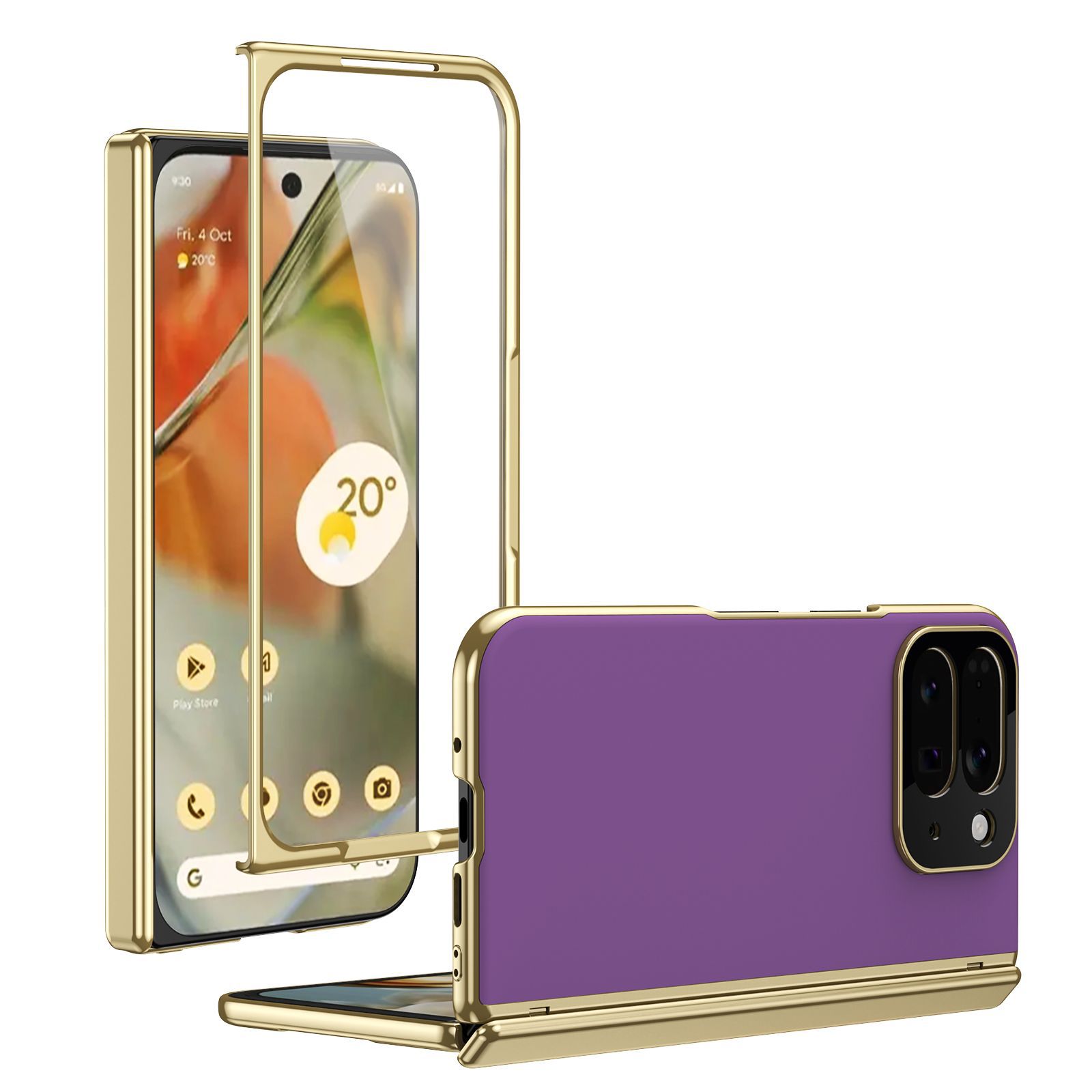 Compatible with Google Pixel 10/9 Fold foldable phone case, electroplated AG frosted anti-fingerprint case, full-coverage case.