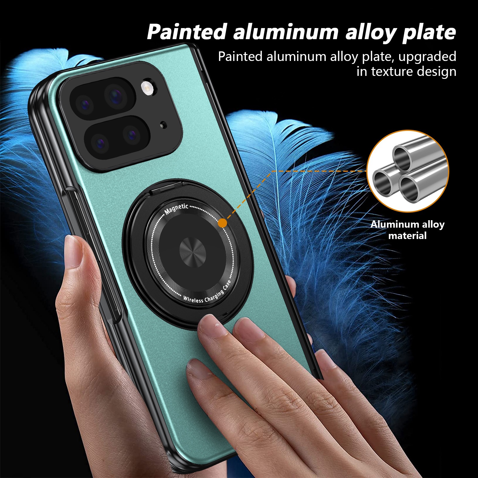 Compatible with Google Pixel 10/9 Fold foldable phone case, magnetic rotating stand, central axis case, full-coverage case.