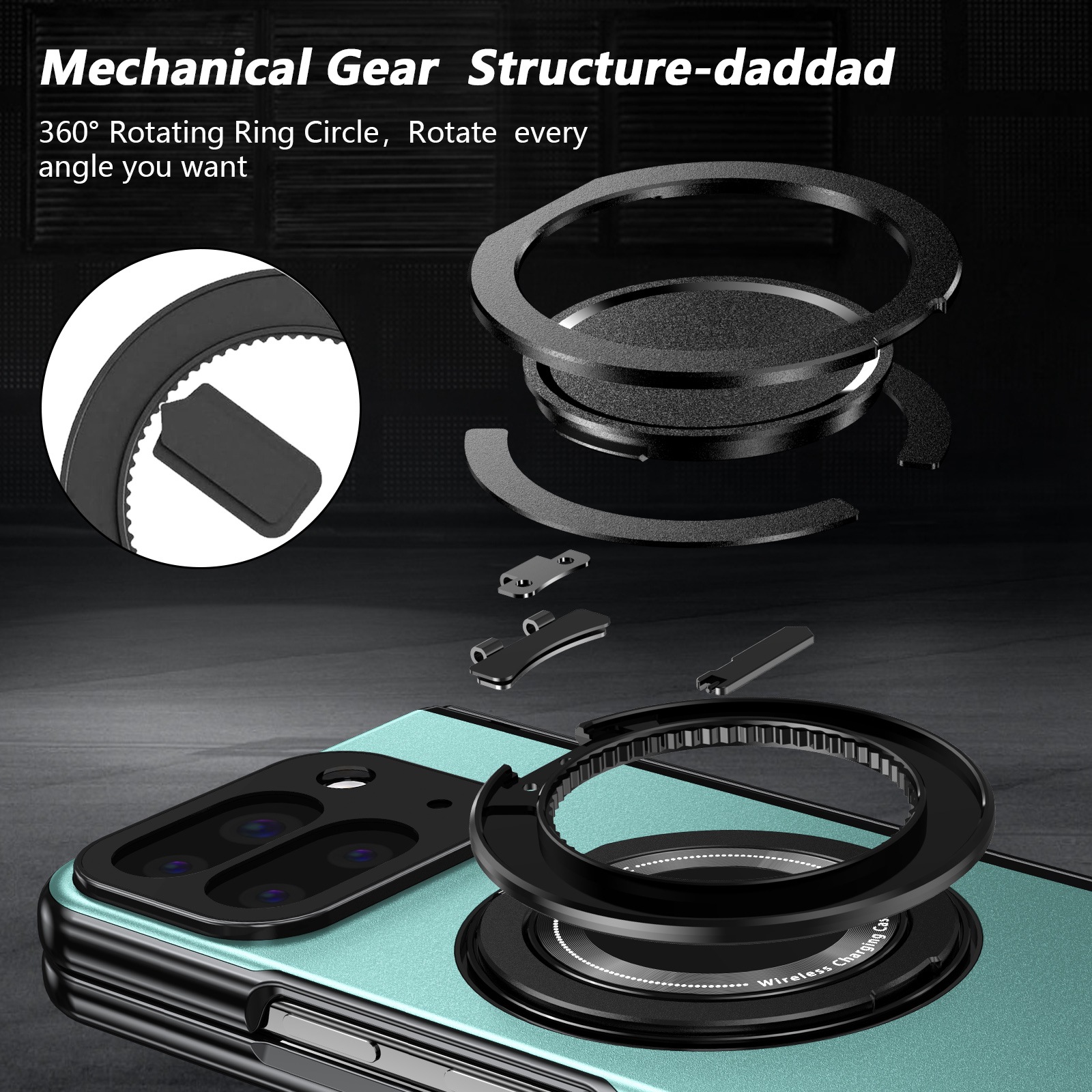 Compatible with Google Pixel 10/9 Fold foldable phone case, magnetic rotating stand, central axis case, full-coverage case.