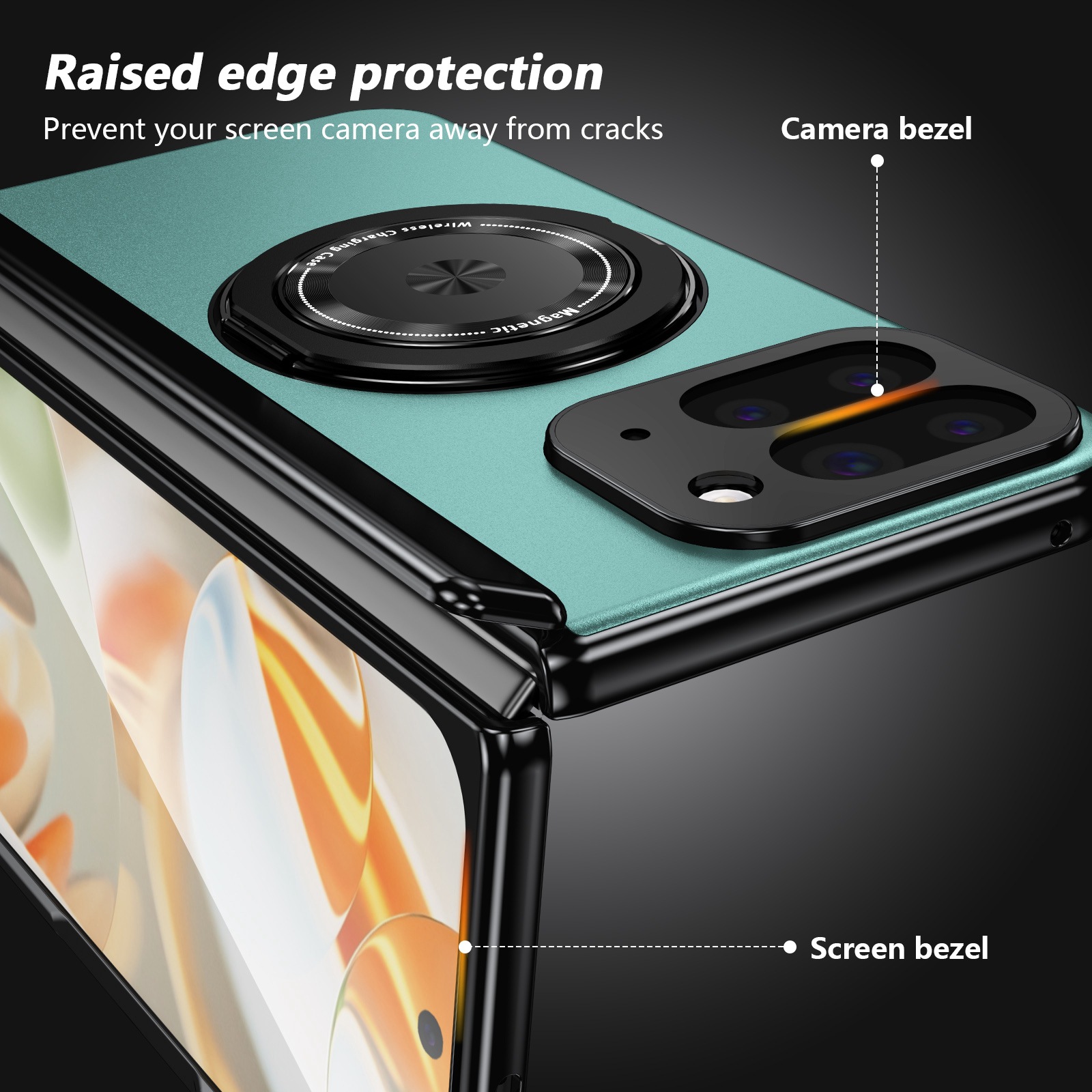 Compatible with Google Pixel 10/9 Fold foldable phone case, magnetic rotating stand, central axis case, full-coverage case.