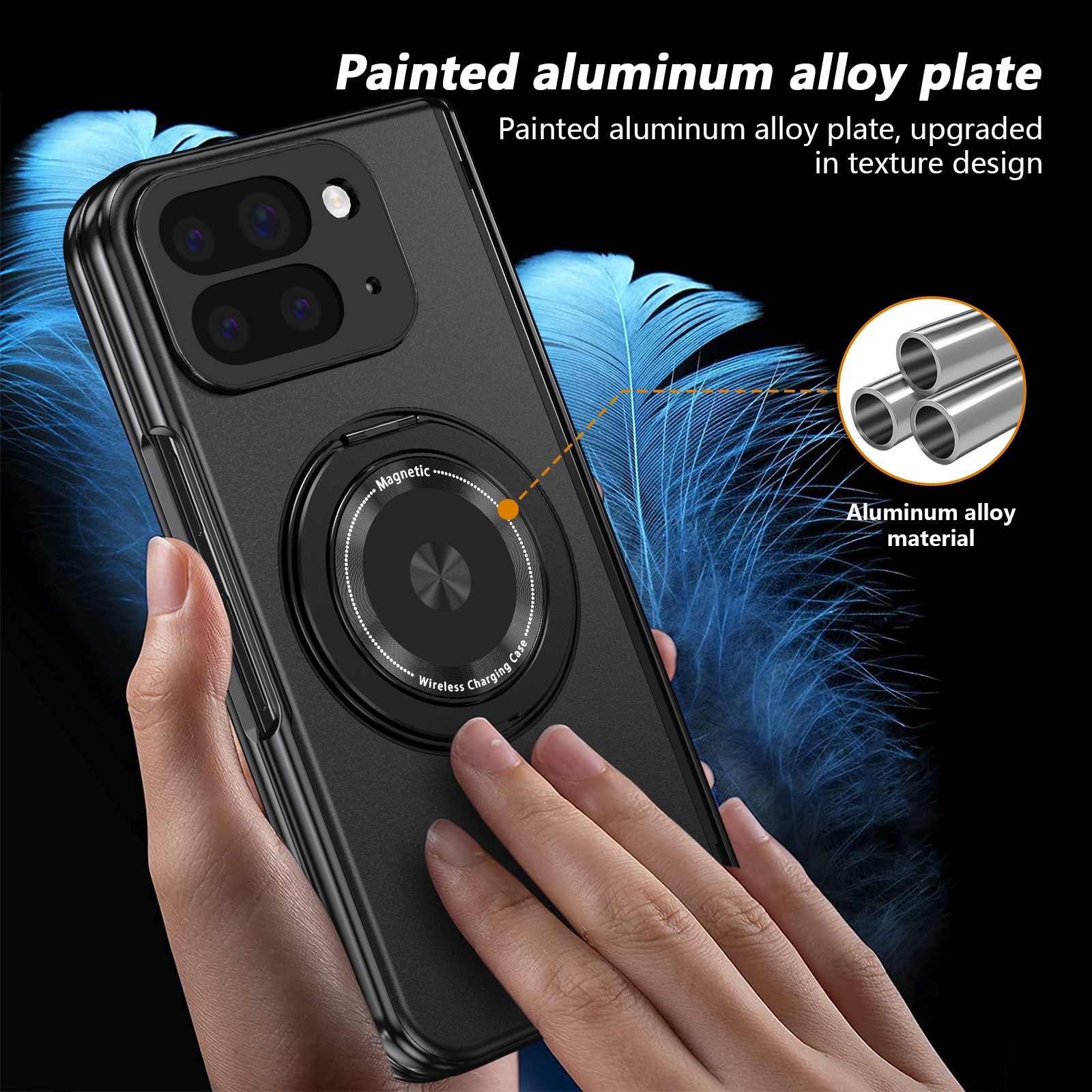 Compatible with Google Pixel 10/9 Fold foldable phone case, magnetic rotating stand, central axis case, full-coverage case.